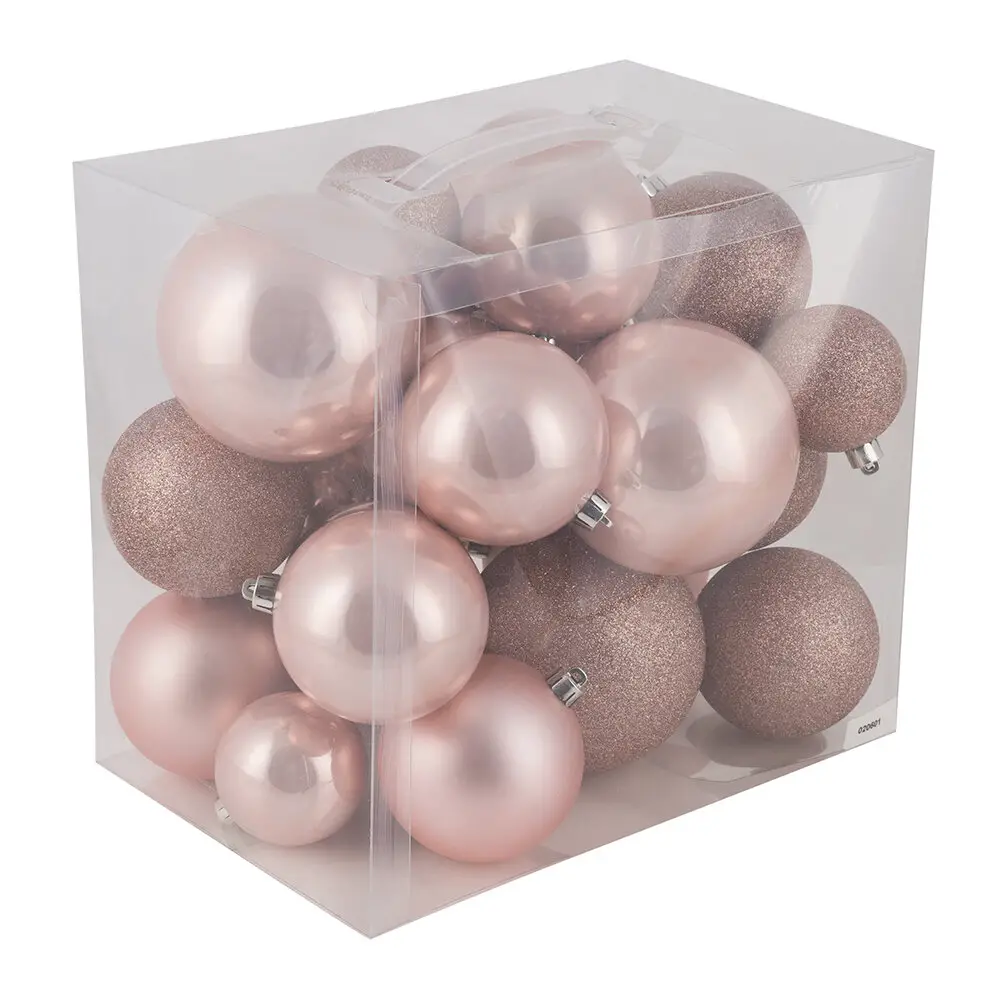 Box 26 Sfere di Natale - Diametro 6, 8 e 10 cm - Blush Pink - addobbi albero