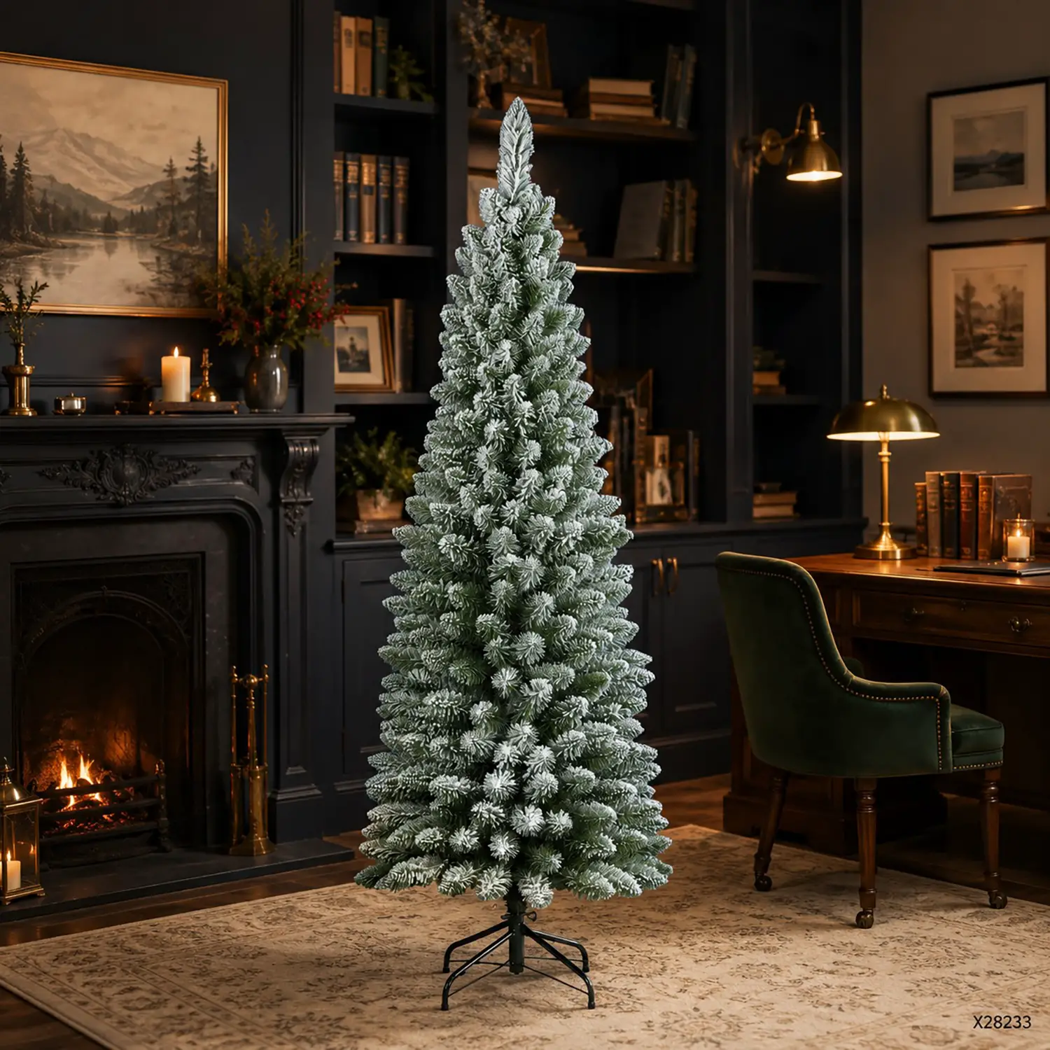 Albero di Natale Silvestre Floccato – 240 cm Verde SLIM - alberi