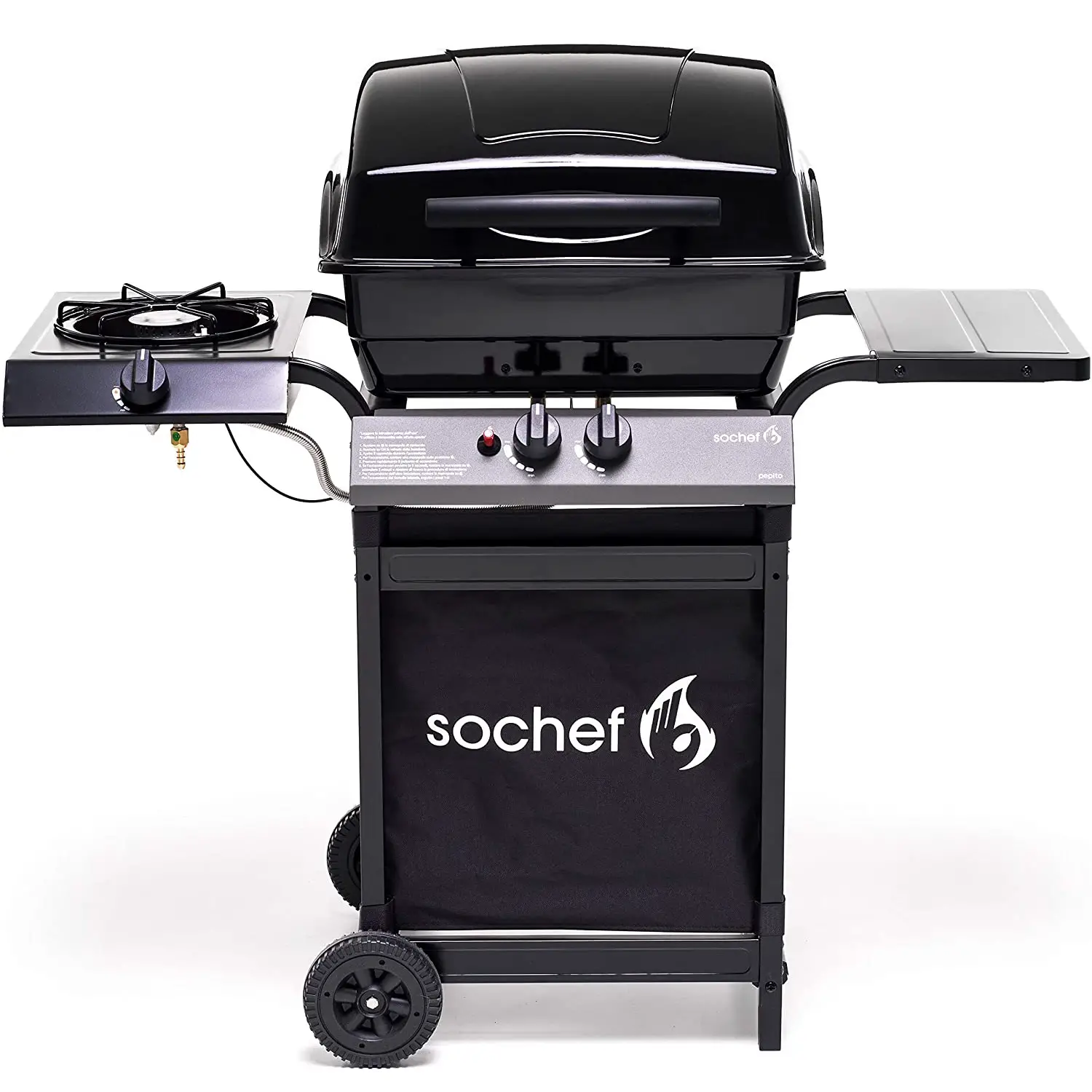 Barbecue Piùpepito a Gas con Pietra Lavica e Fornello Laterale – BBQ Sochef - barbecue a gas