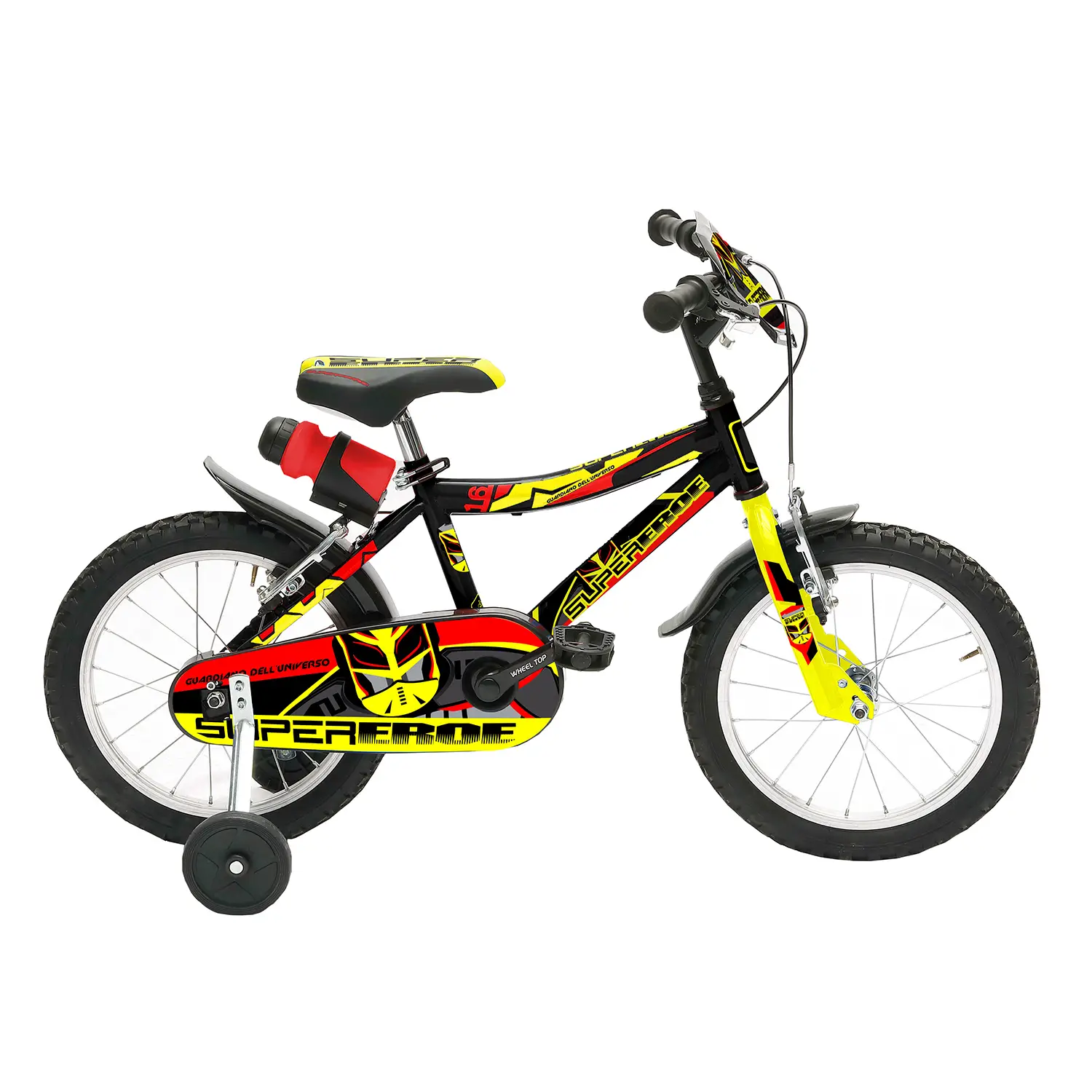 Bici per Bambini 4-7 Anni - Bicicletta 16” Hero Nero e Giallo - biciclette bambini