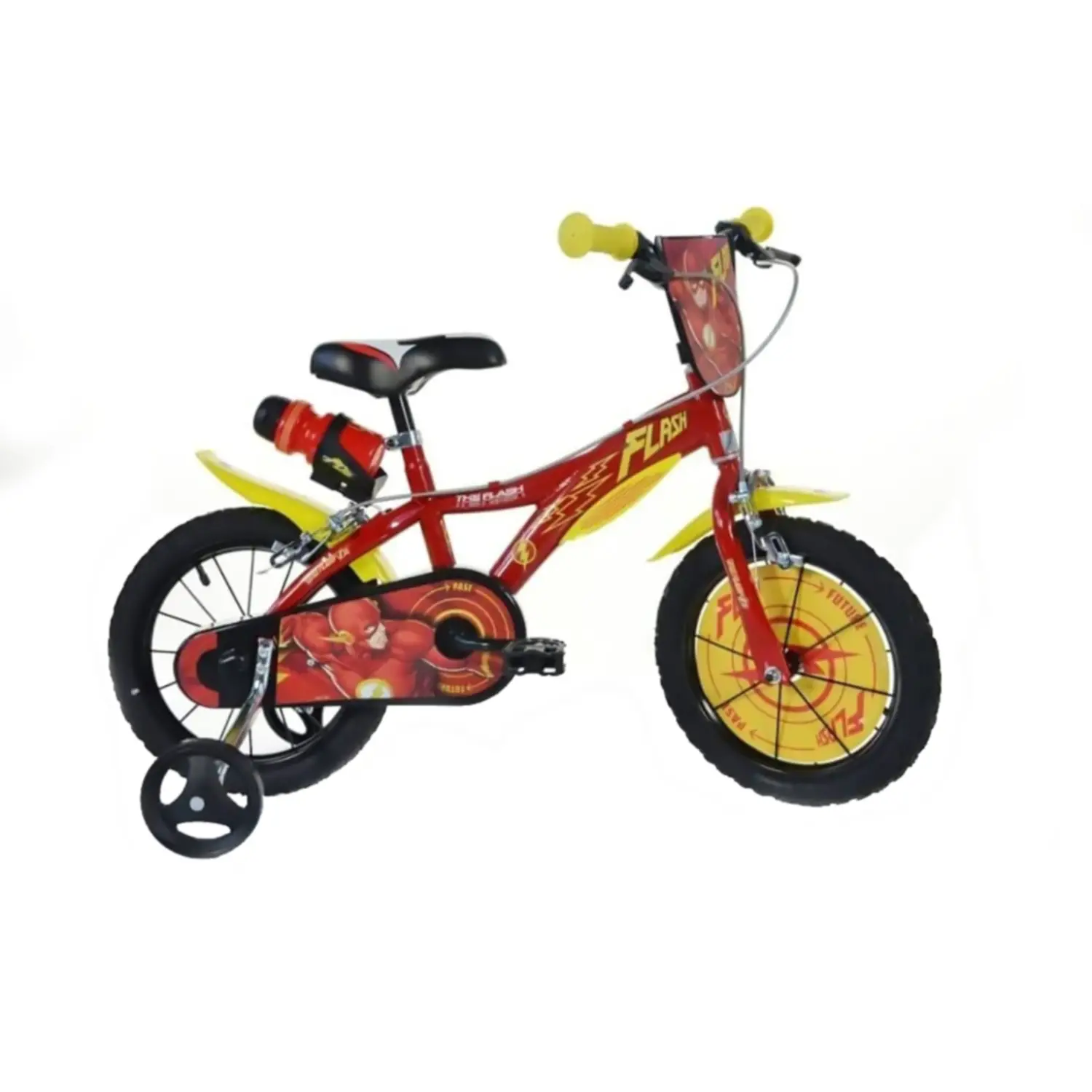 Dino Bikes Bicicletta Bambino 14" Flash con Rotelline Stabilizzatrici - biciclette bambini