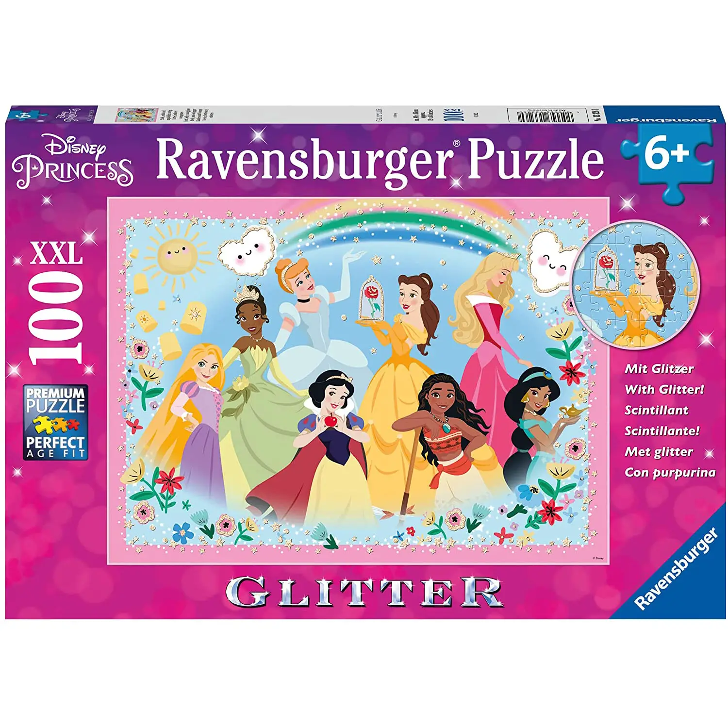 Puzzle 100 Pezzi XXL Disney Princess Glitter - Puzzle in cartone