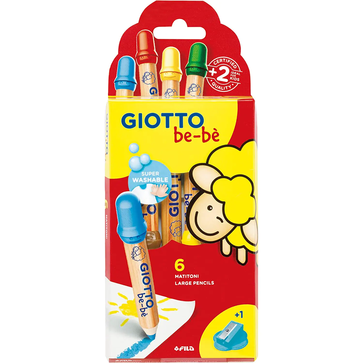Giotto Bebè Matitoni – Confezione 6 Pezzi | Matite Colorate Sicure per Bambini - Pastelli