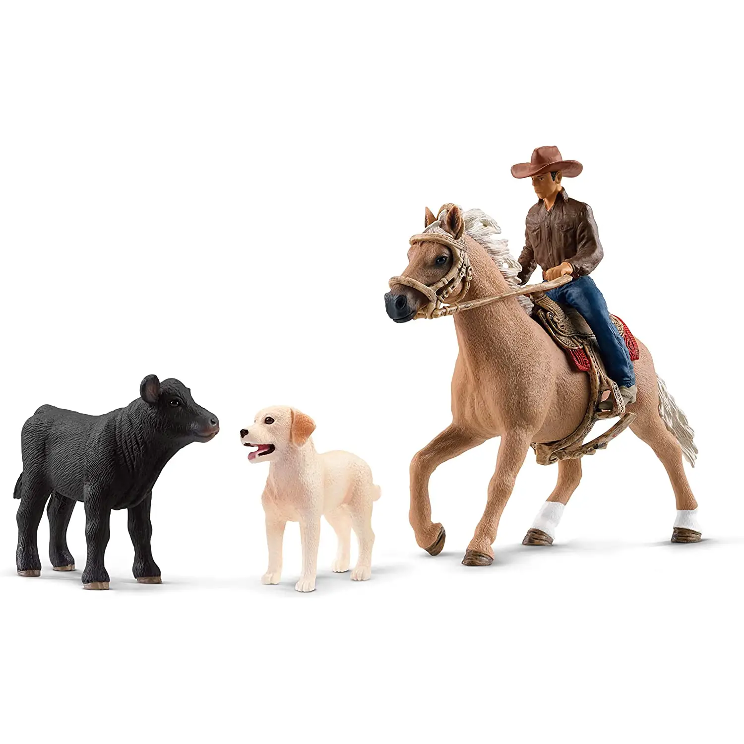 Schleich Equitazione Americana con Labrador e Vitello - Animali