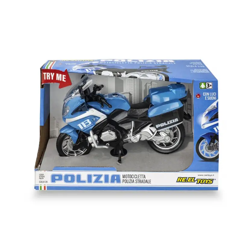 Motocicletta Polizia Sdradale A Frizione Luci E Suoni Scala 1:20 - modellini