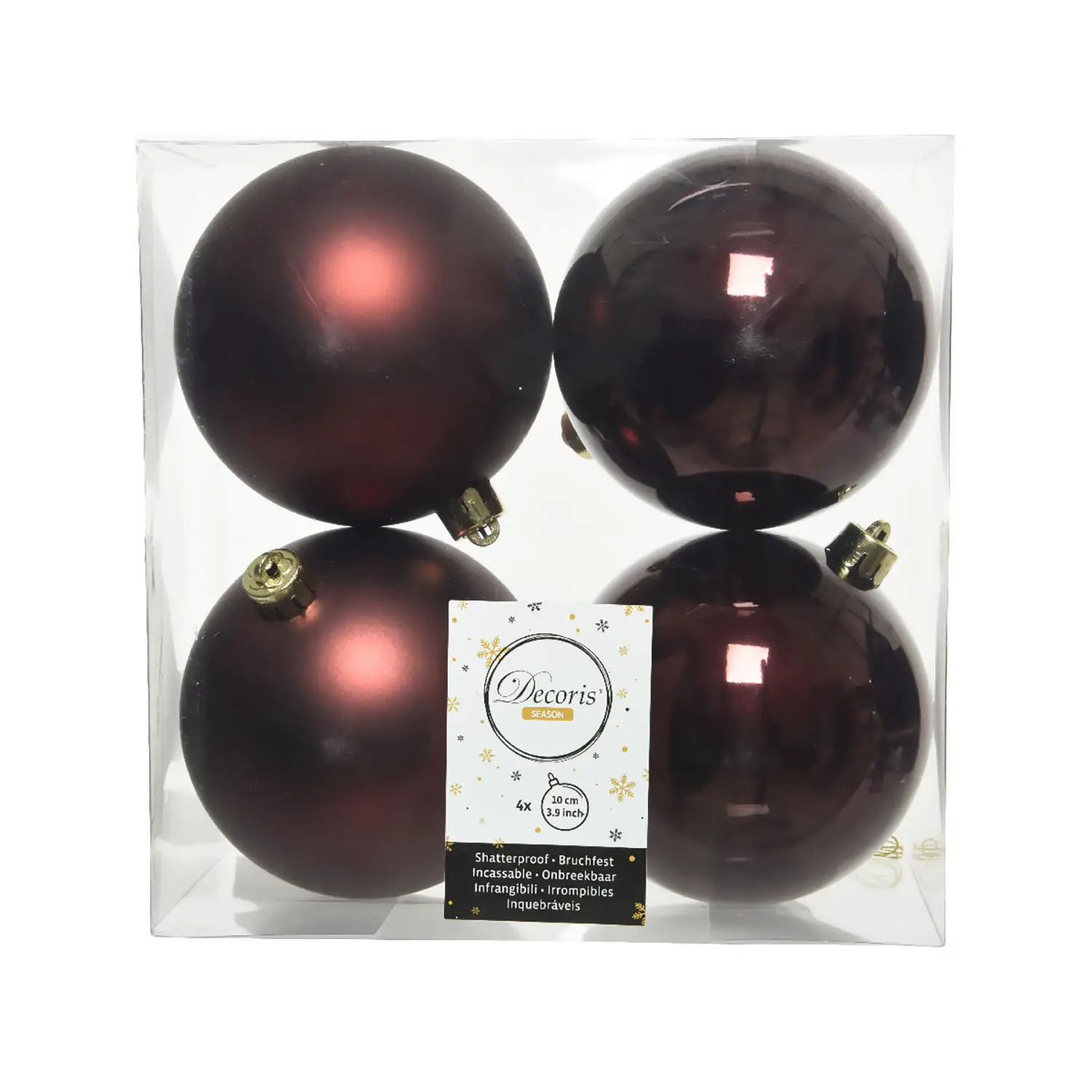 Box 4 Sfere di Natale - Diametro 10 cm - Redwood - addobbi albero