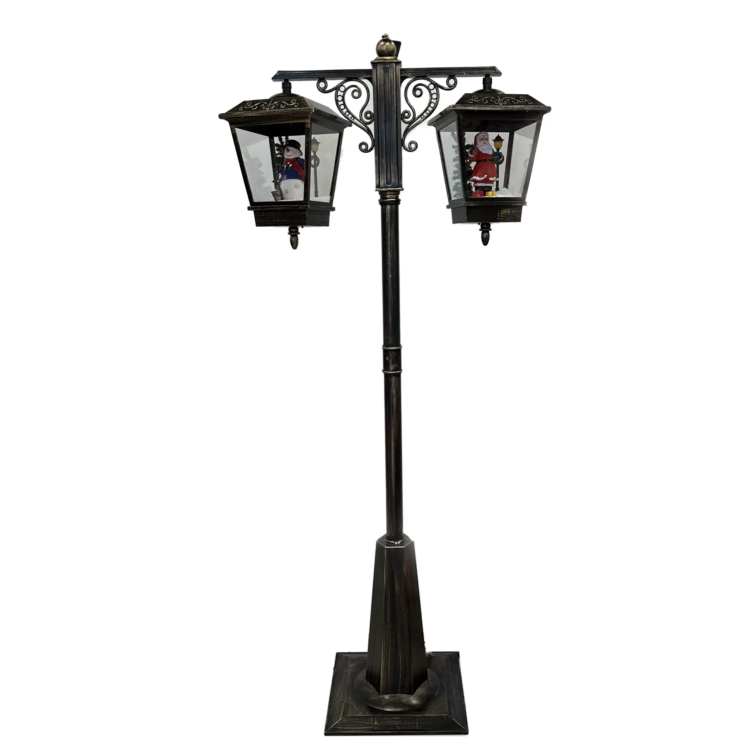 Lanterna Snowing Doppia Nero/ Oro Led Adattatore Incluso - addobbi casa