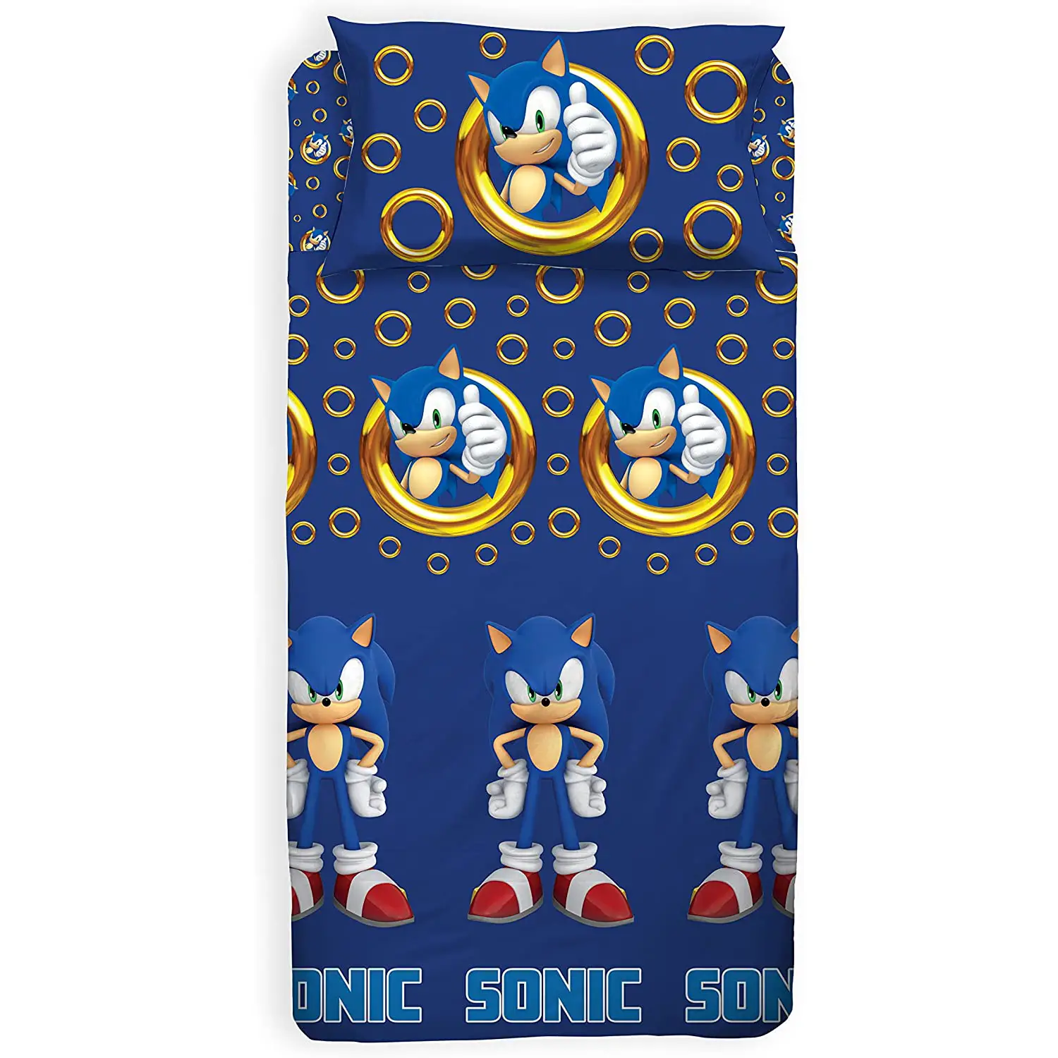 Completo Letto Ad Una Piazza Sonic the Hedgehog 100% Cotone - biancheria casa