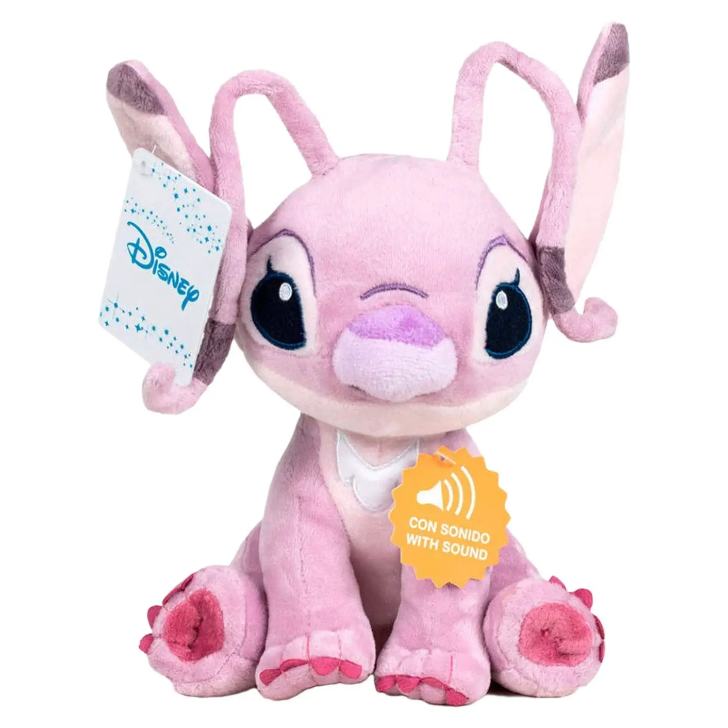 Peluche Stitch Seduto Angel Rosa 45 cm – Interattivo con Suono Disney - peluches 0/36 mesi