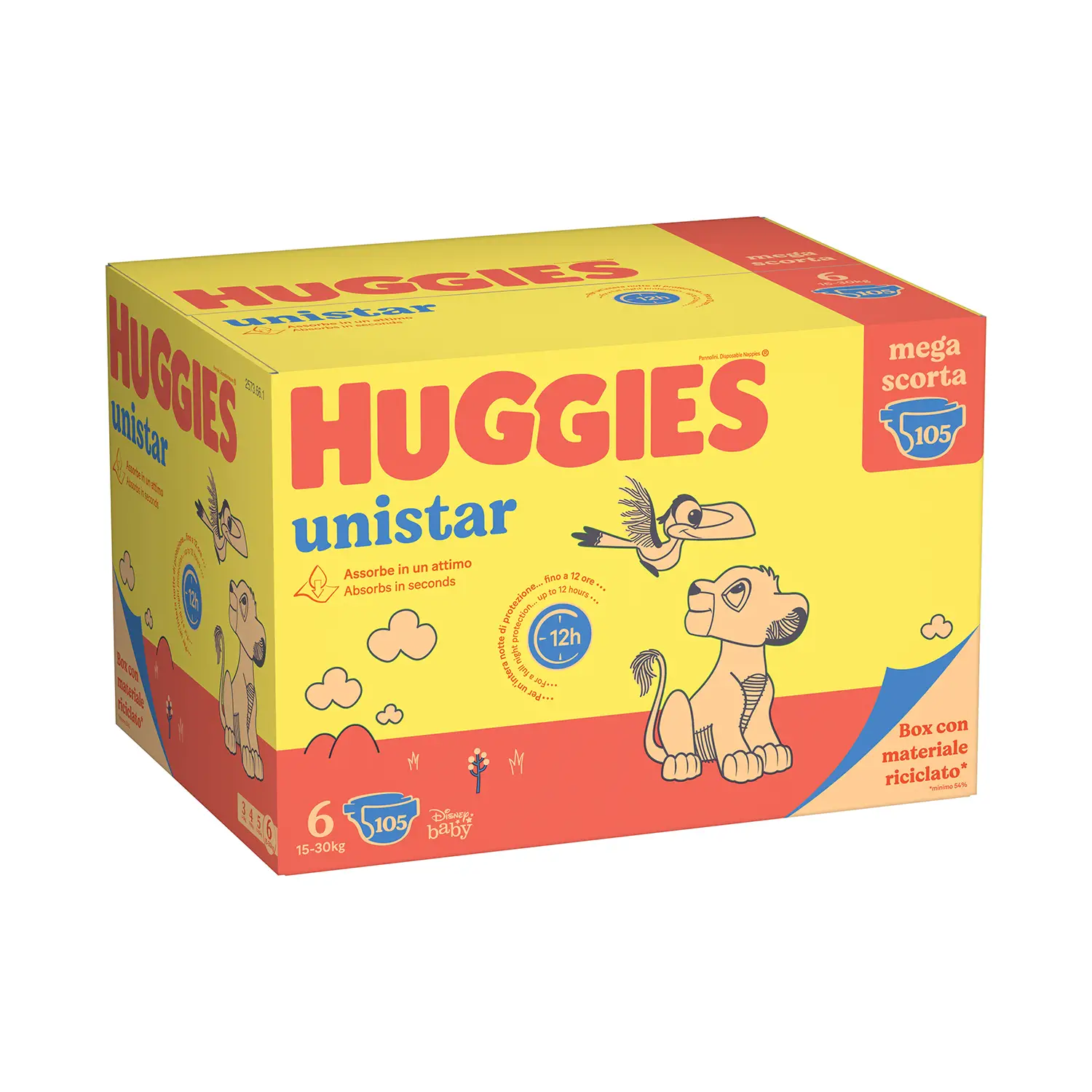 Pannolini Huggies Unistar Megapack - Taglia 6 - 15-30 Kg - 105 Pezzi - pannolini e salviettine