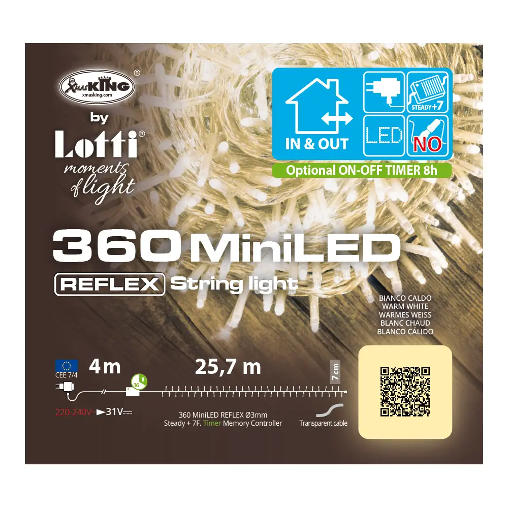 Catena Luminosa 360 MiniLED Bianco Caldo 25,7 m con Timer - luci