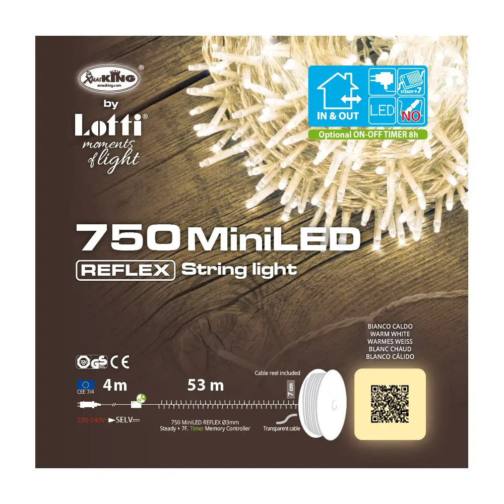 Catena Luminosa 750 MiniLED Bianco Caldo 53 m con Timer - luci