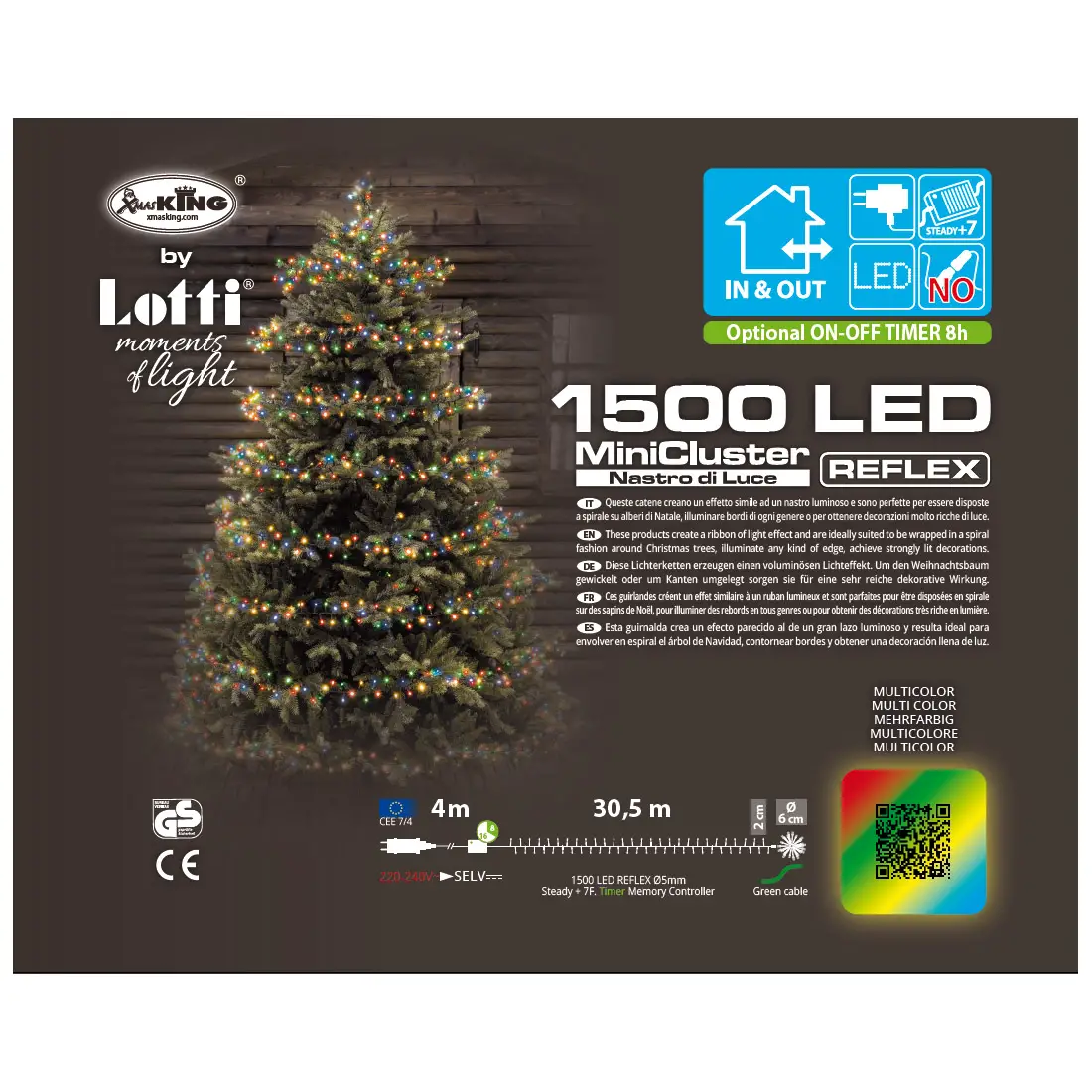 Catena Luminosa MiniCluster 1500 LED Multicolor 30,5 m - luci