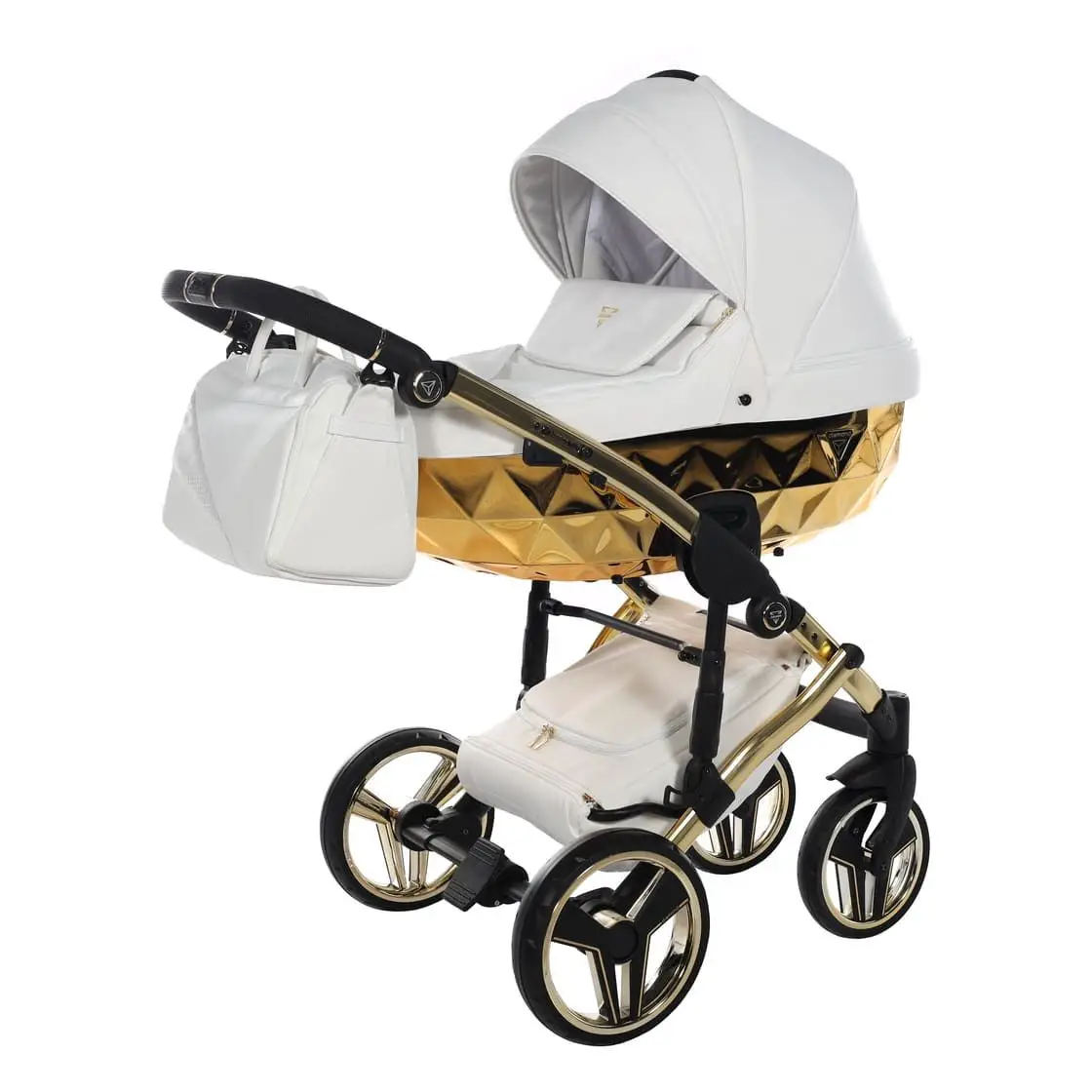 Diamond Mirror V2 2 in 1 Pelle Nav. Bianco/Oro Telaio Oro Giallo - trio e modulari
