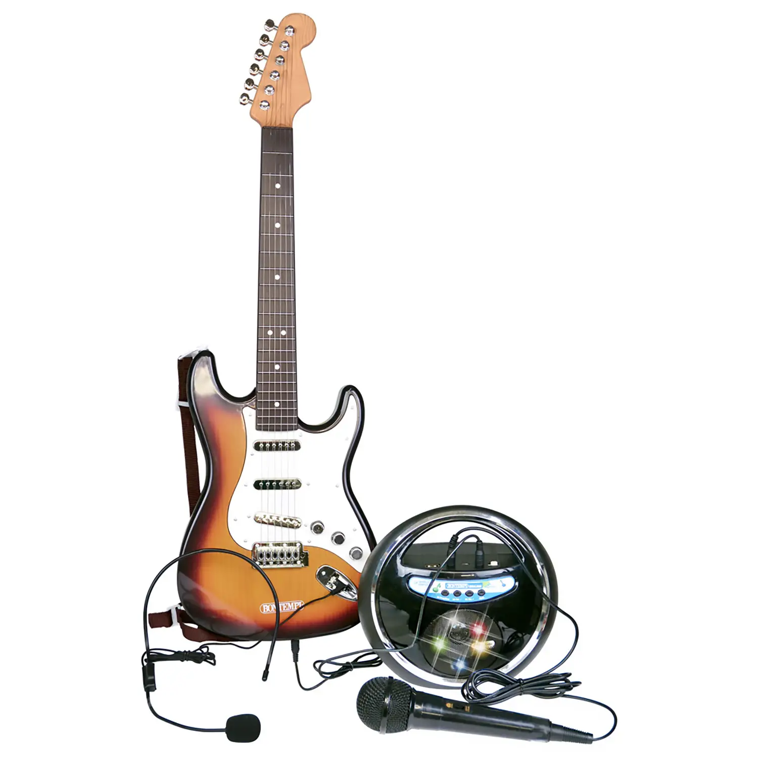 Bontempi Chitarra Rock Elettronica con Amplificatore Wireless e 2 Microfoni - musicali