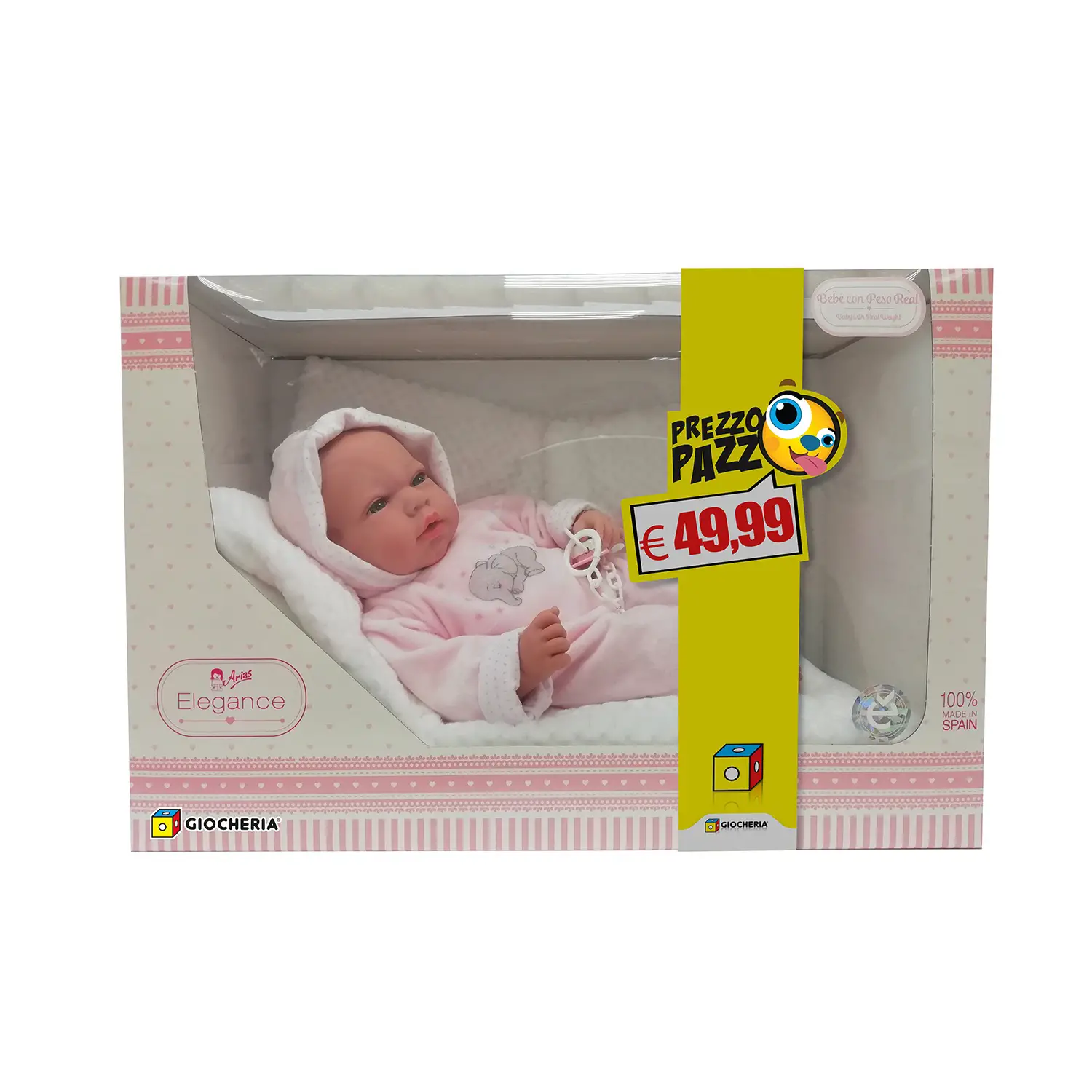 Arias Elegance Bebè Con Tutina Rosa 40 cm - Bambole e accessori