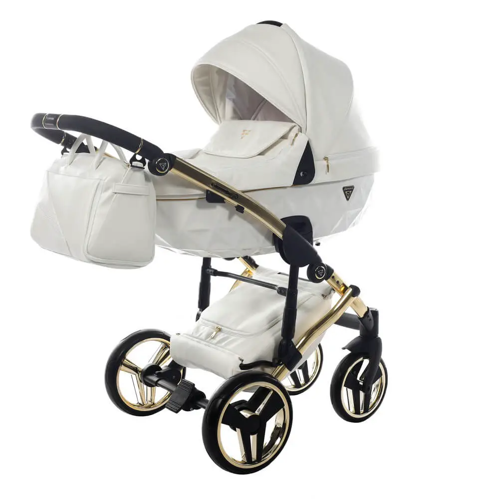 Junama Diamond Individual V2 2 in 1 Pelle bianco telaio Oro Giallo - trio e modulari