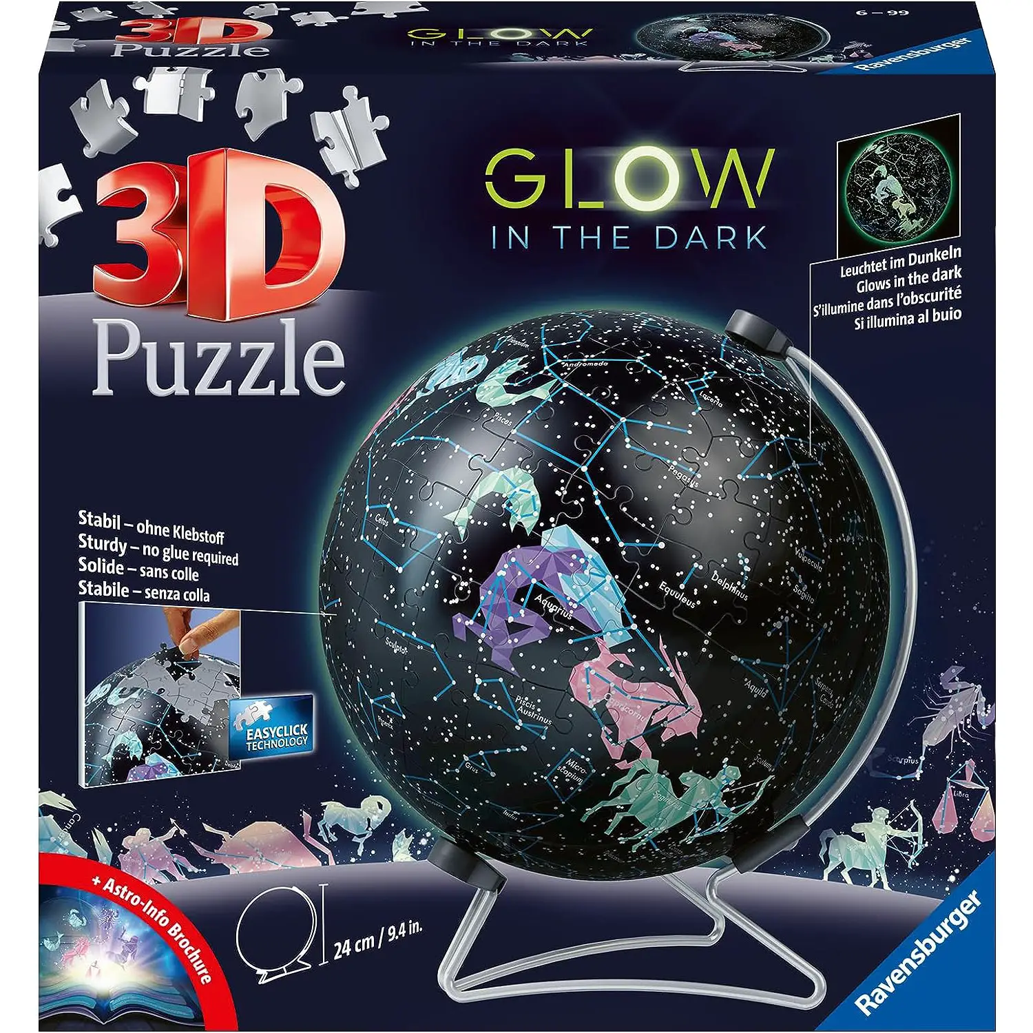 Puzzle 3d Globo 180 Pezzi Glow In The Dark Costellazioni - puzzle 3d