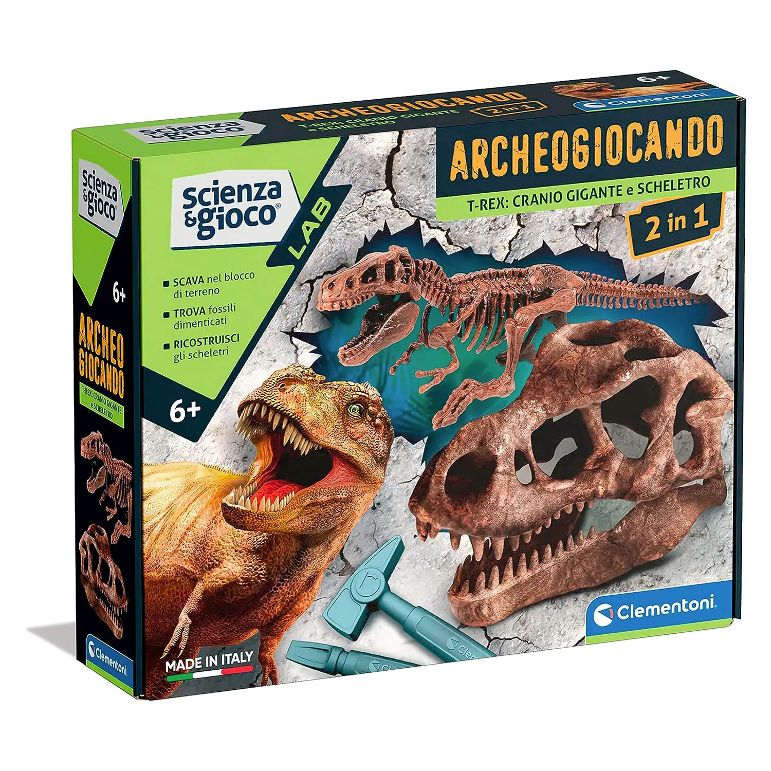 Scienza & Gioco Dig Kit Cranio Gigante+scheletro T-rex - giochi scientifici