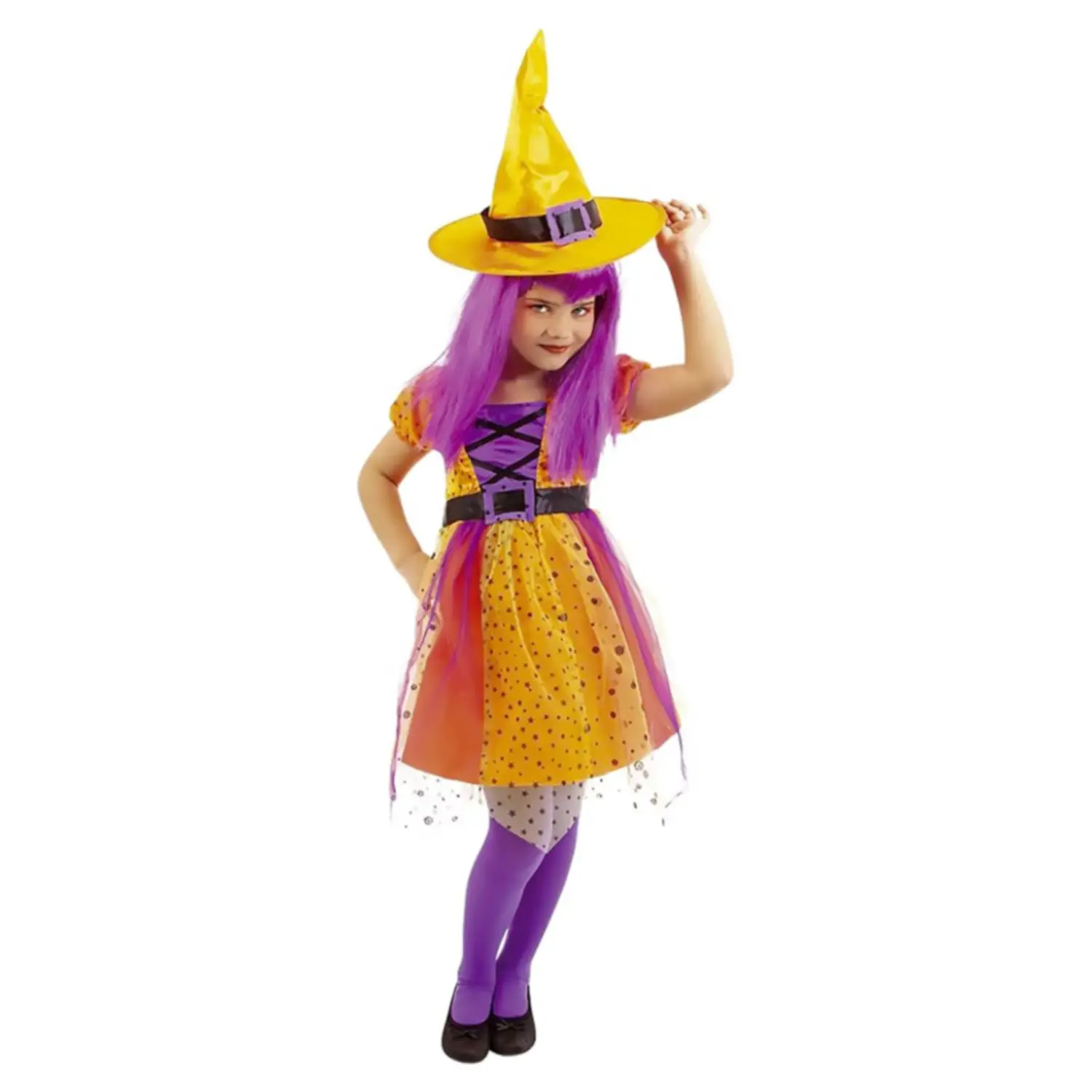 Costume Strega Superstar Arancione per Bambine - Taglia M - 5/7 anni - Abiti halloween