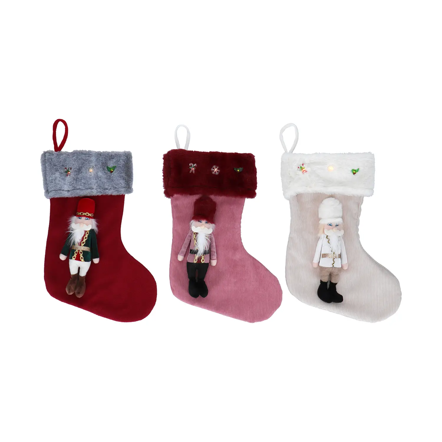 Calza della Befana con Schiaccianoci 3 Assortite: 22x4x46 cm, Multicolore - addobbi casa