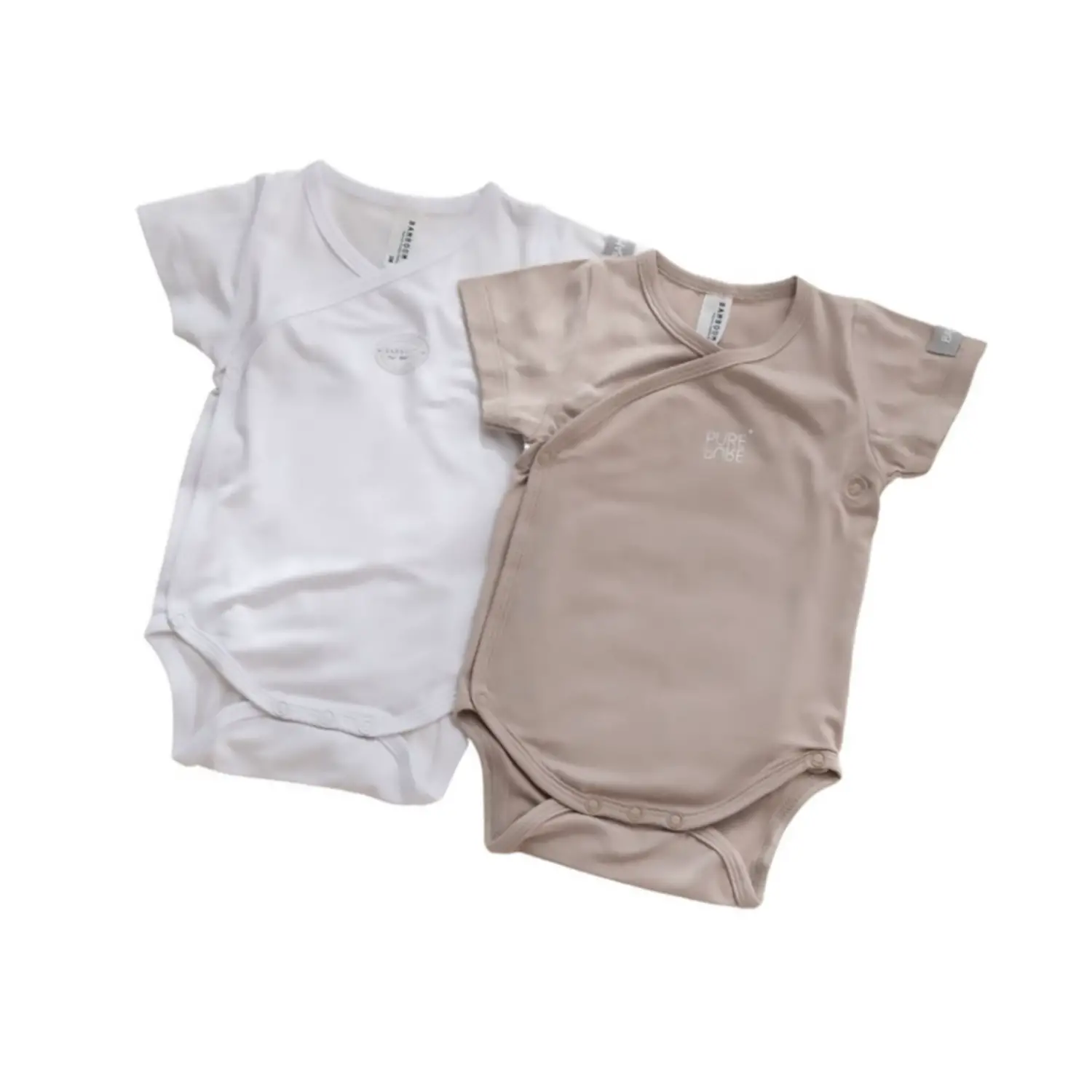 Body Bambino Maniche Corte - Taglia 1 Mese - 2 Pezzi Cammello e Bianco - intimo neonato