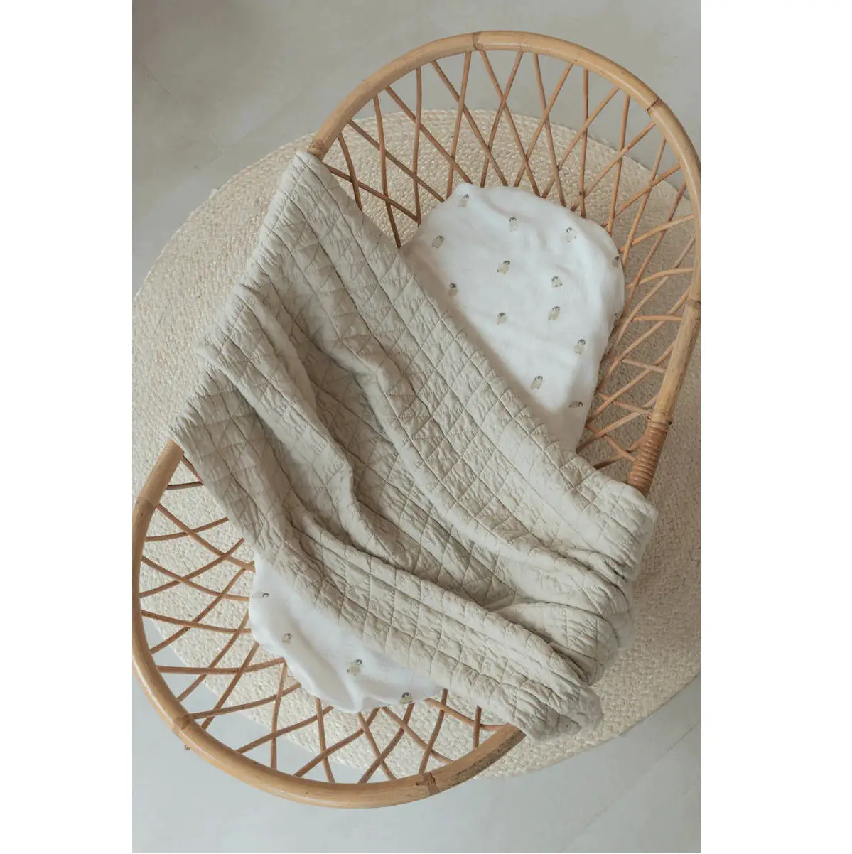 Coperta Culla 100x75 Wrinkled + Spugna Peluche – Oyster Grey - lenzuolini