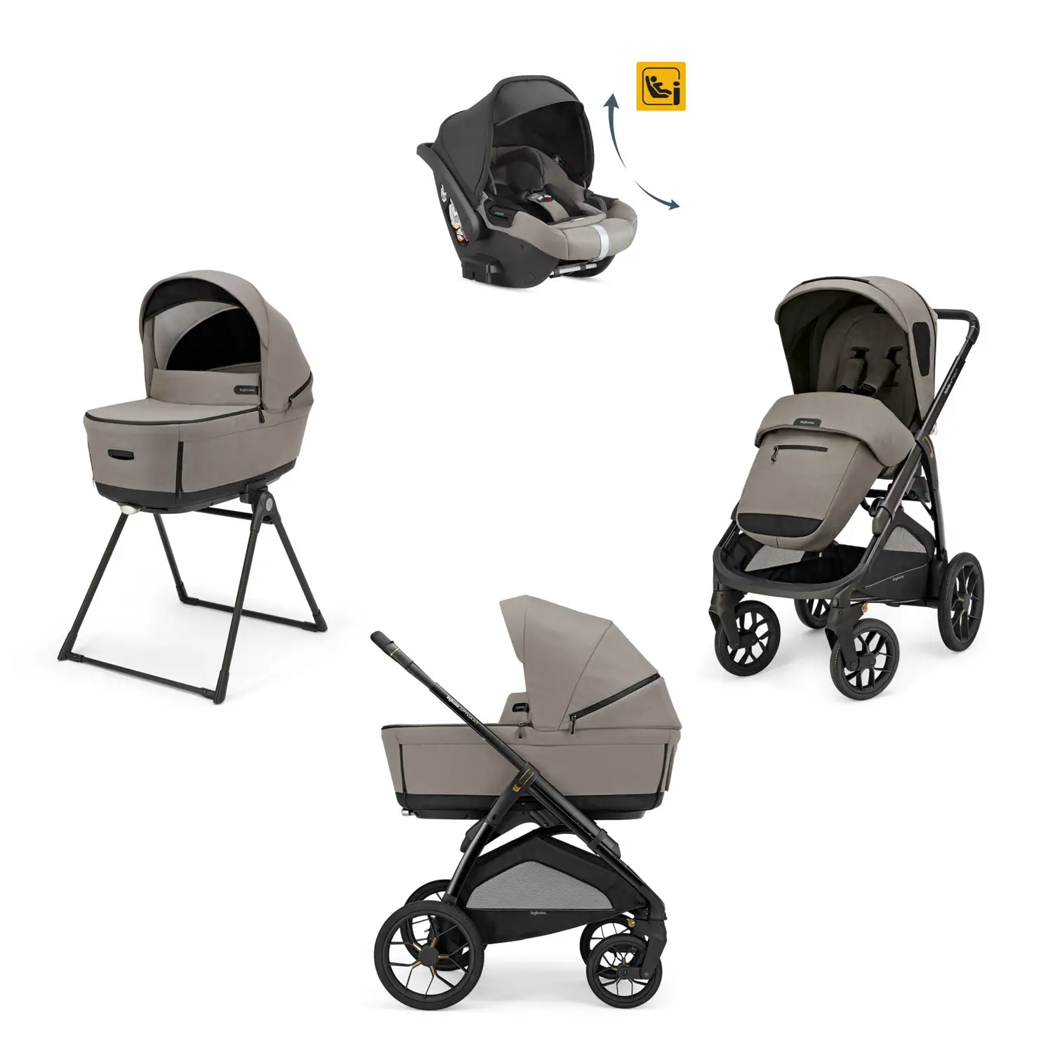 Aptica XT System Quattro Tundra Beige Con Seggiolino Darwin-R-Reclinabile Evo e Telaio - trio e modulari