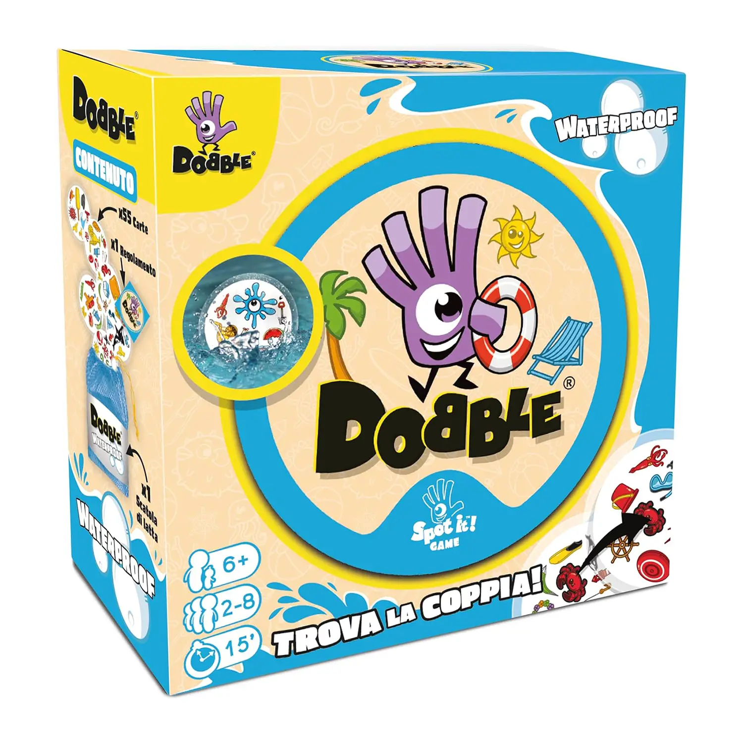Dobble Waterproof Eco – Gioco di Carte Impermeabile per Tutta la Famiglia - Giochi di società