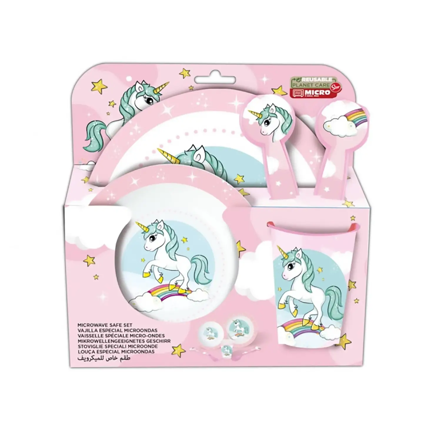 Unicorno Set 5 Pz. Microonde - articoli da tavola