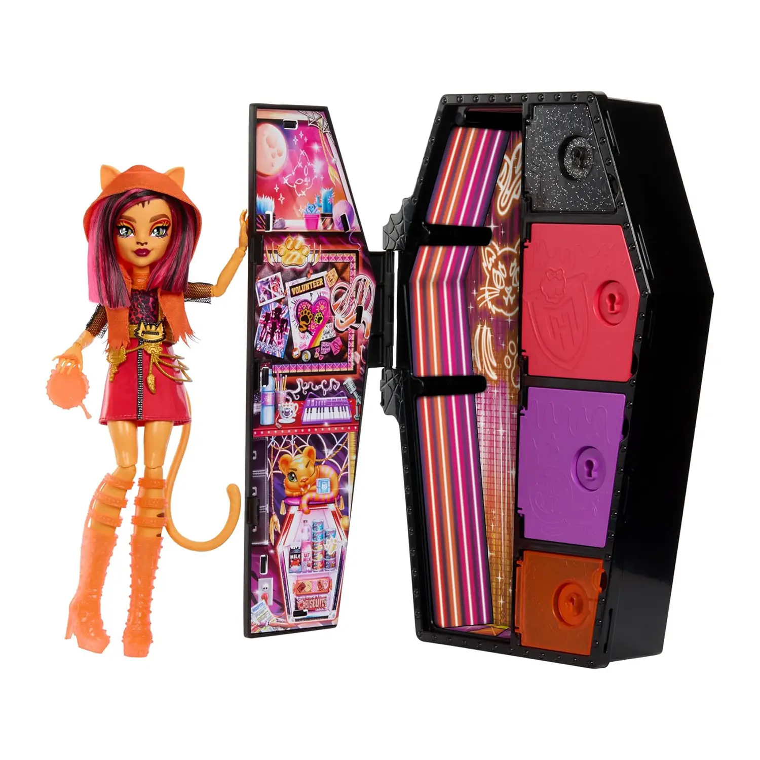 Monster High - Segreti da Brivido Neon Frights Toralei Stripe - collezionabili bambina