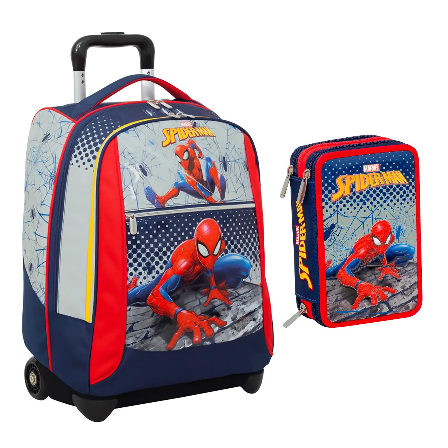Schoolpack Spiderman Webbed Wonder: Zaino Scuola Big Trolley con Astuccio 3 Zip - zaini scuola