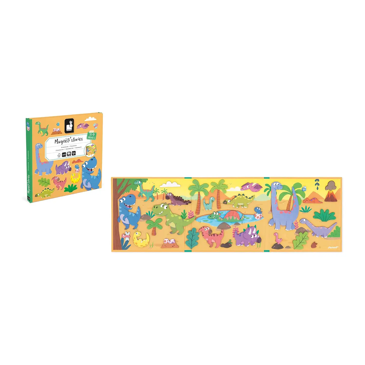 Janod - Magneti'Stories Dinosauri - Gioco Educativo 30 Calamite - costruzioni magnetiche