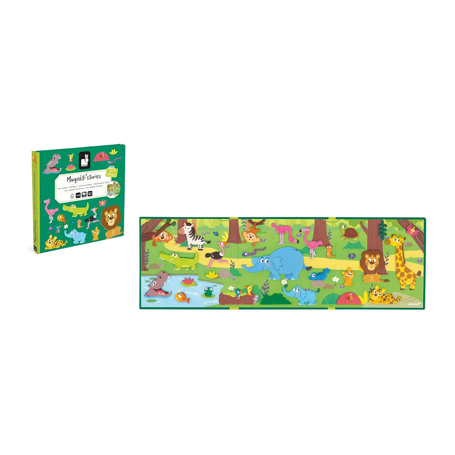 Janod - Magneti'Stories Animali d'Africa - Gioco Educativo 30 Calamite - costruzioni magnetiche