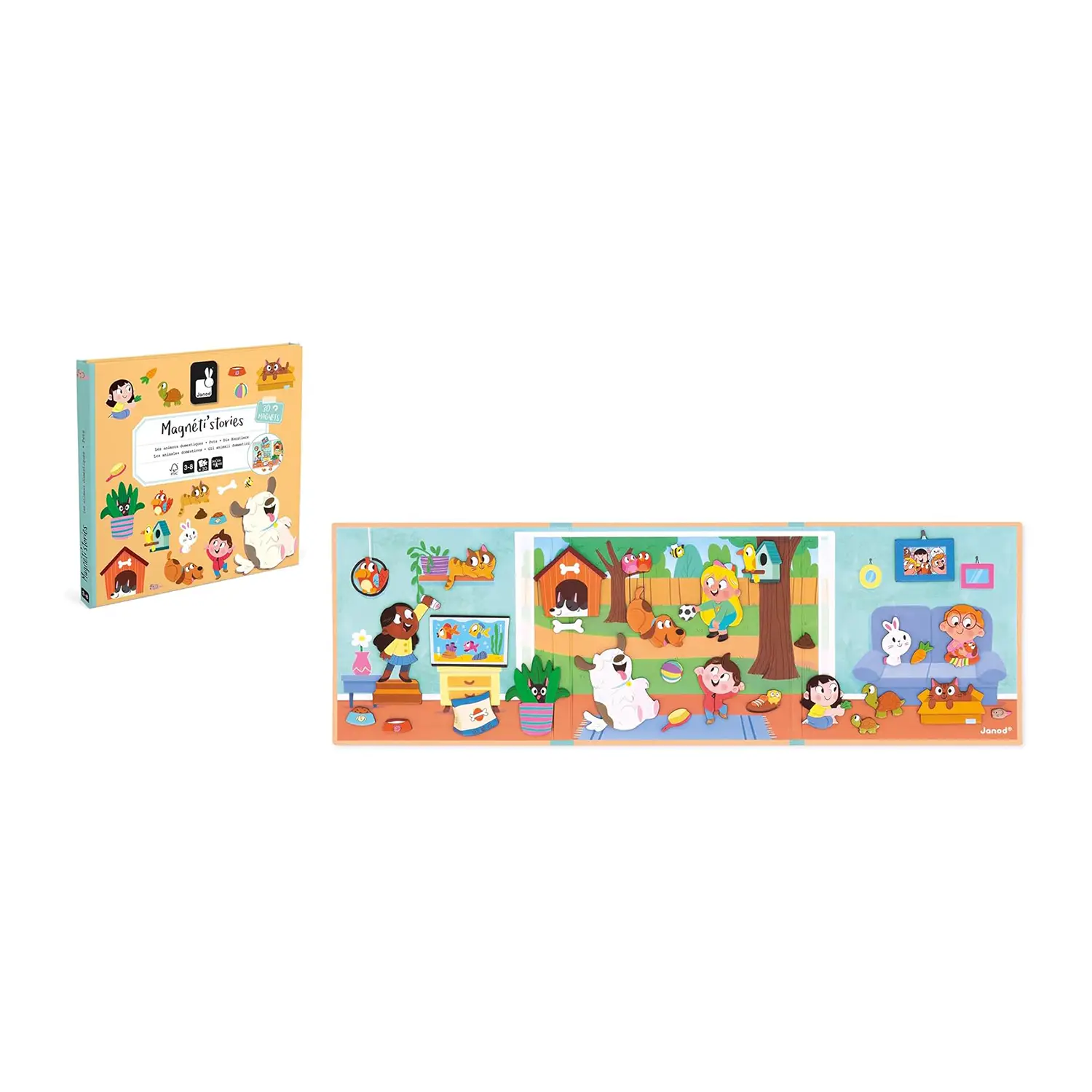 Janod - Magneti'Stories Animali Domestici - Gioco Educativo 30 Calamite - costruzioni magnetiche