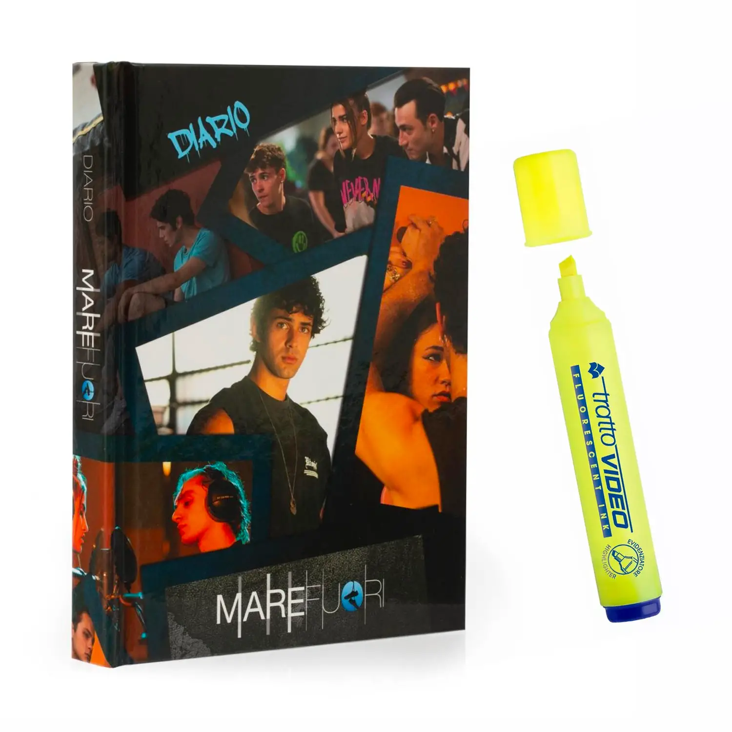 DIARIO MARE FUORI COPERTINA FOTO CON EVIDENZIATORE TRATTO VIDEO GIALLO - diari