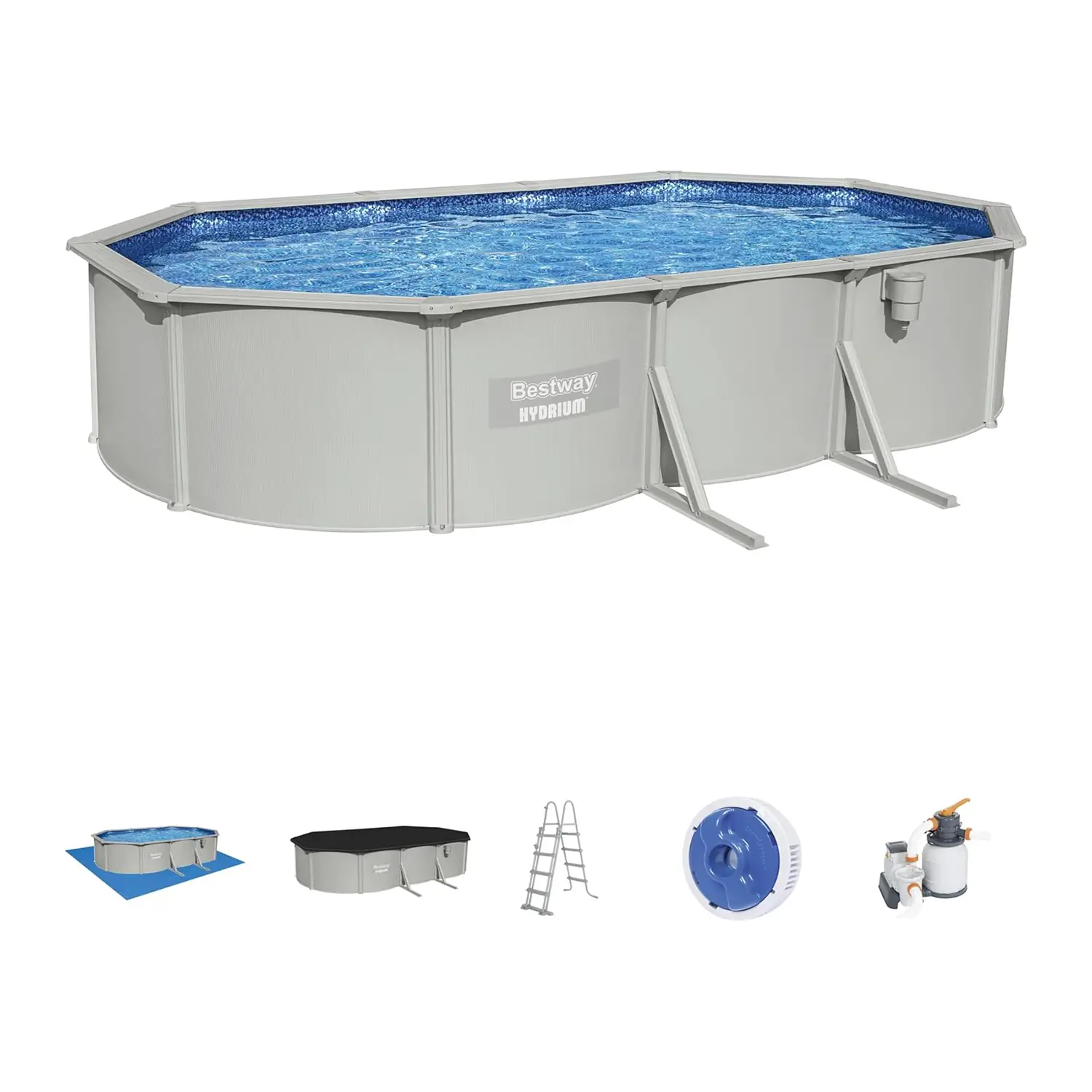 Set Piscina Fuori Terra Ovale Hydrium 610x366x122 cm 19.929L - piscine rigide