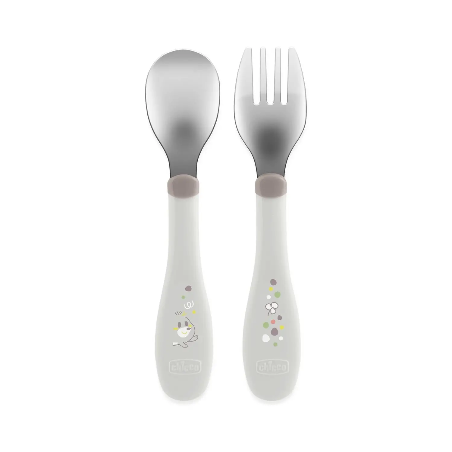 Primo Set di Posate Inox per Bambini + 18 Mesi, Grigio - pappa