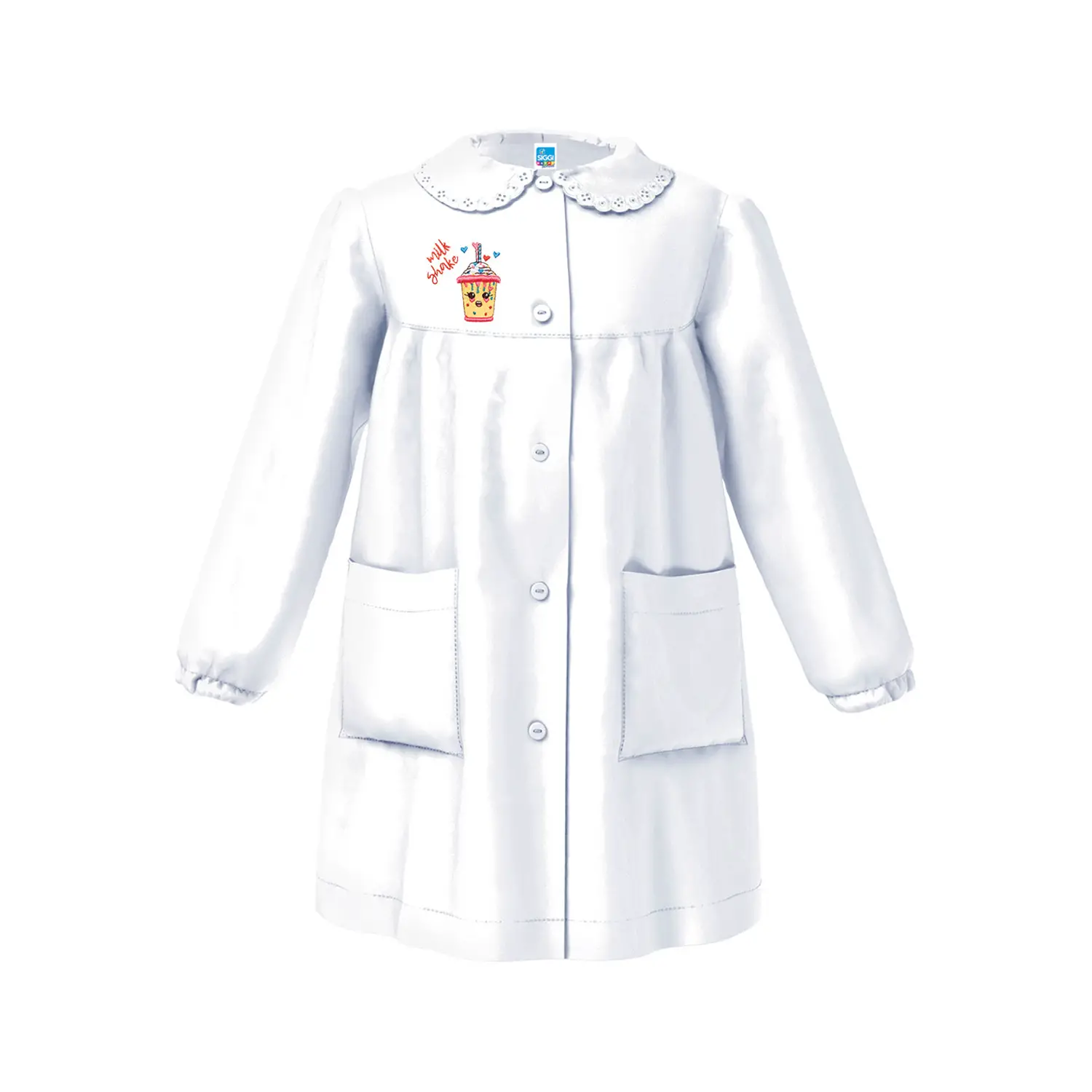 Grembiule Bambina Asilo Milk Shake Bianco 6 Anni - grembiuli scolastici