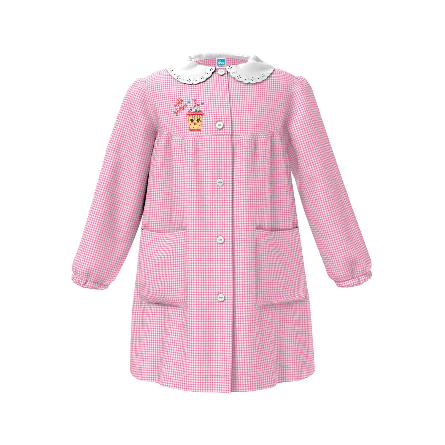 Grembiule Bambina Asilo Milk Shake Quadrettato Rosa 3 Anni - grembiuli scolastici