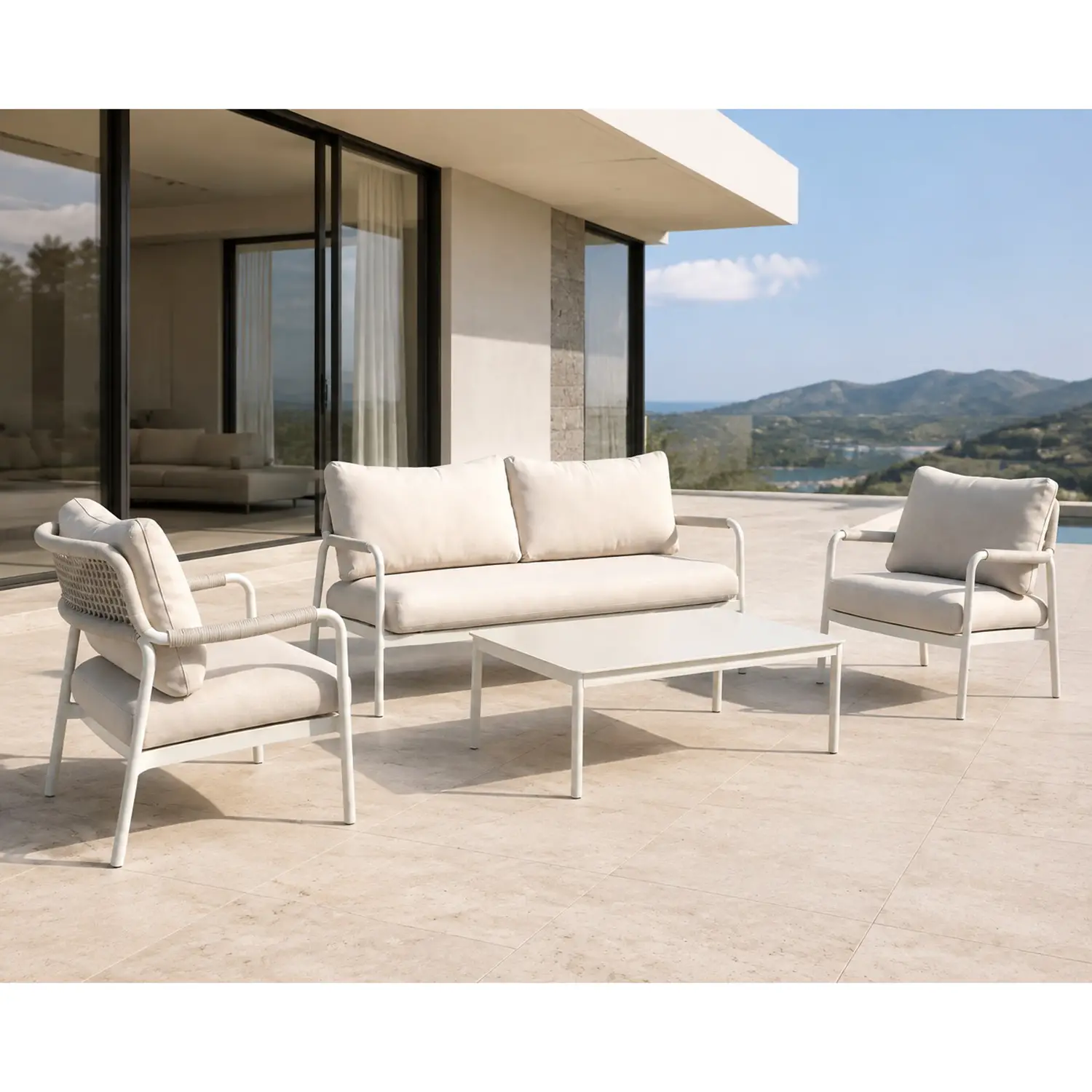 Salotto da Giardino Bellagio Alluminio Bianco 5 posti Salmar - set e salotti