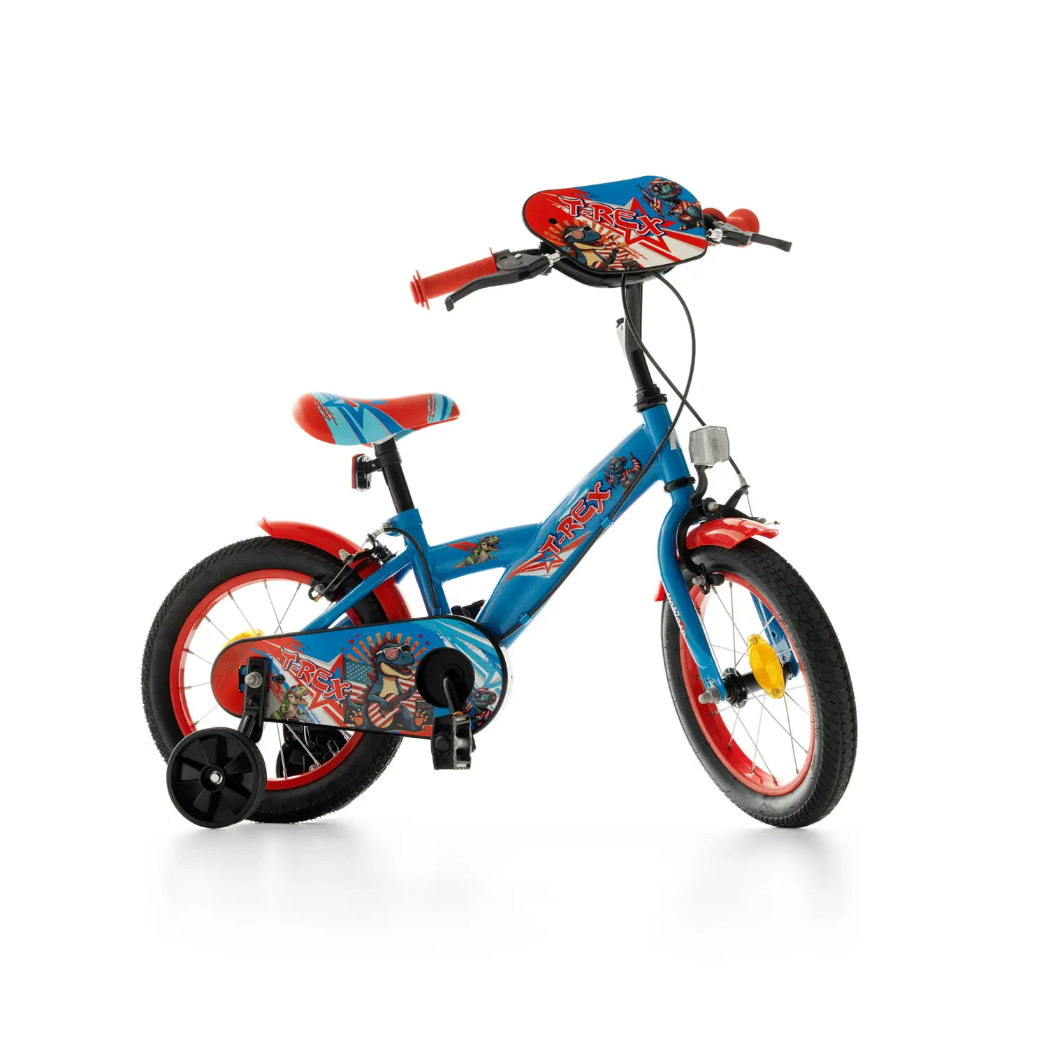 Bicicletta Bambino T-Rex Blu12 Pollici con Rotelline Stabilizzatrici - biciclette bambini