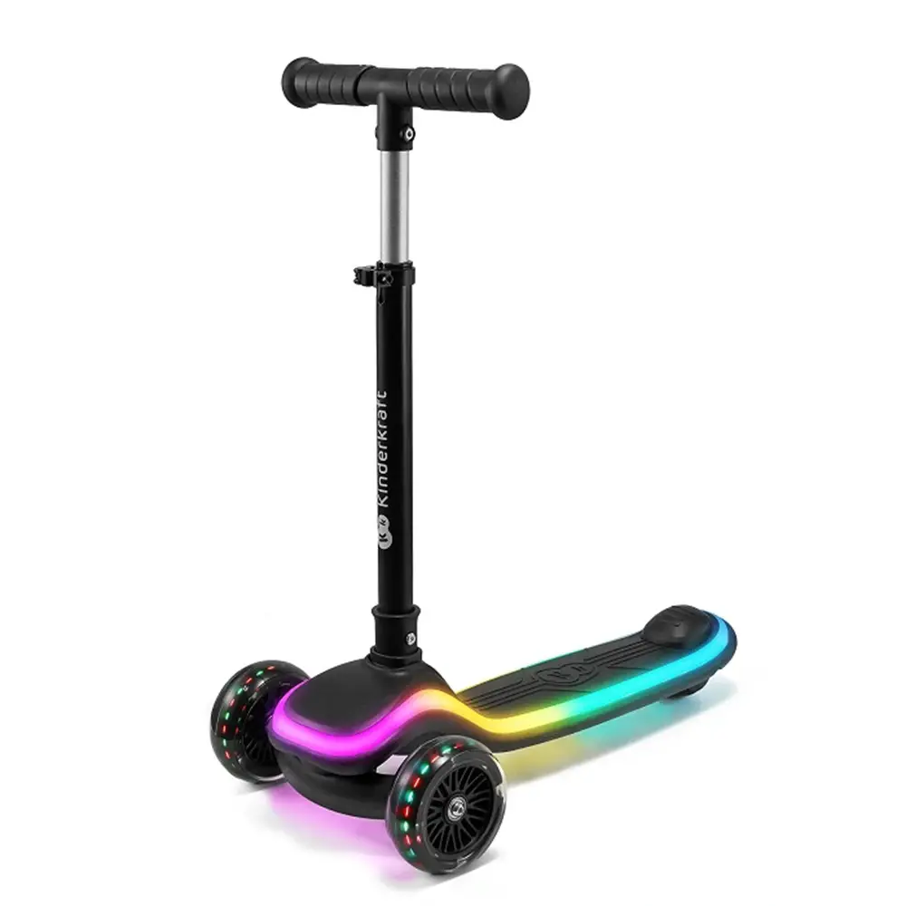 Monopattino Bambini RAKET Nero con Luci LED e Chiusura Rapida - monopattini