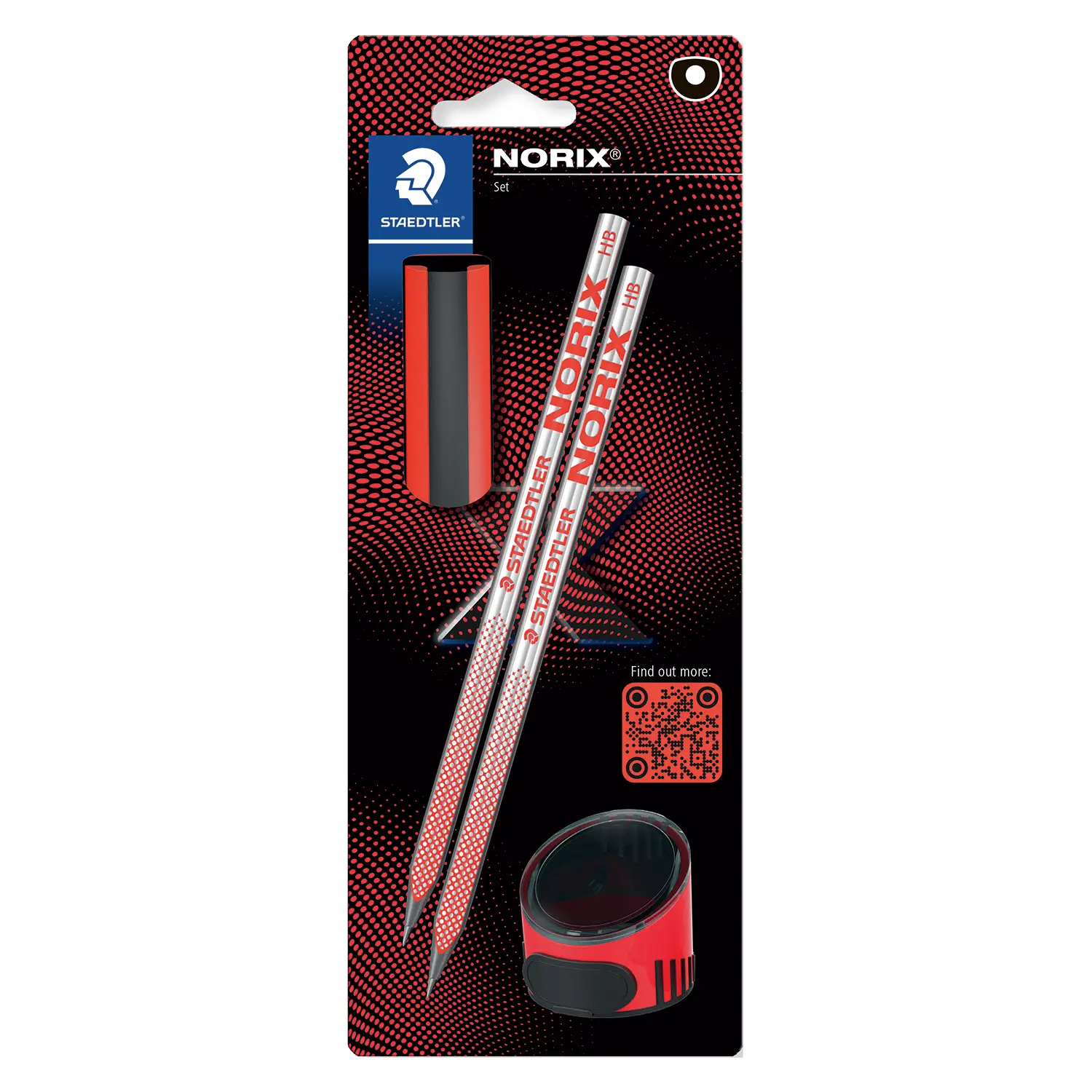 Matita Norix Staedtler In Grafite Grad. HB Set Scuola 3 Pezzi Rosso - Matite Temperini Gomme