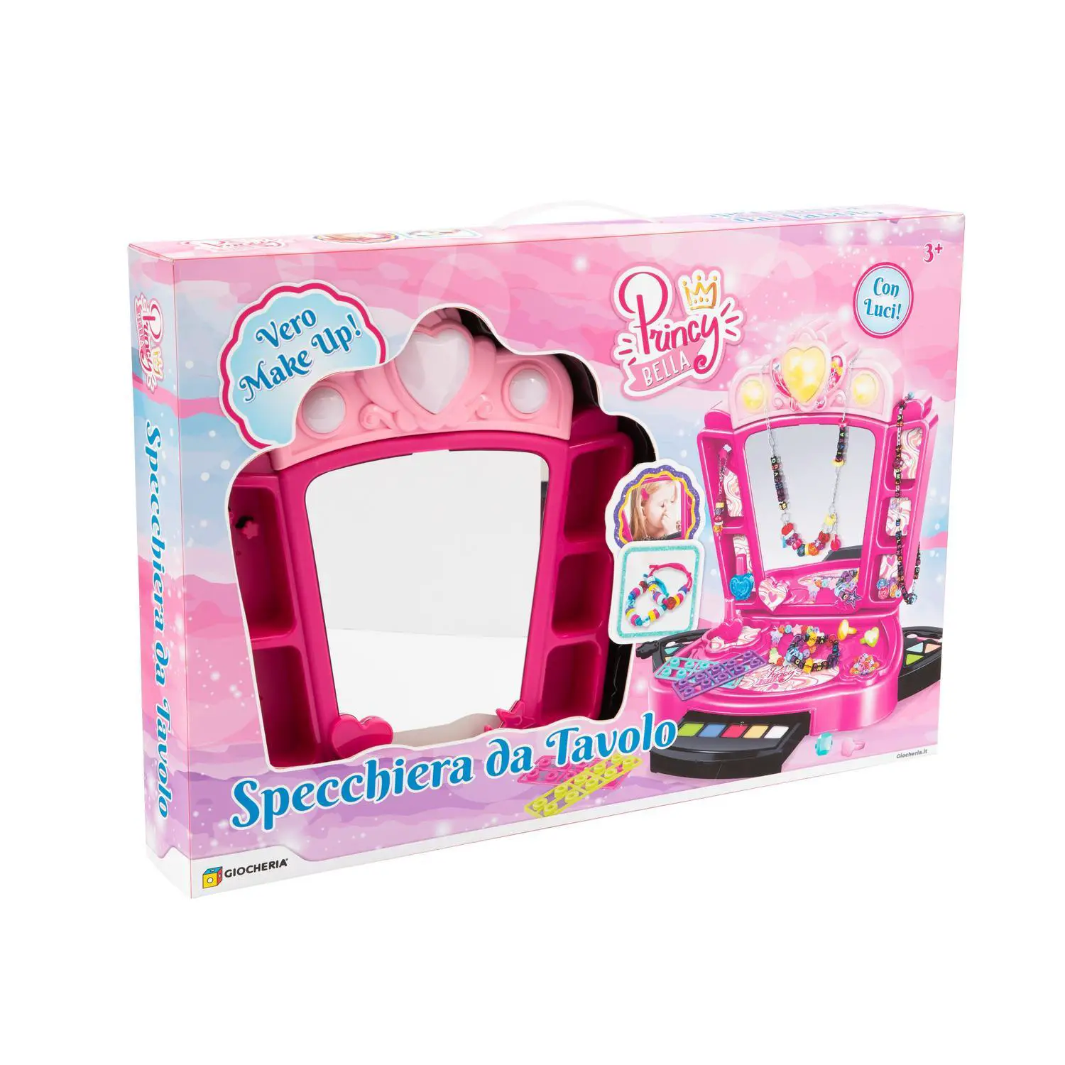 Specchiera Giocattolo Princy Bella con Luci e Vero Make-Up – 3+ - bellezza e accessori