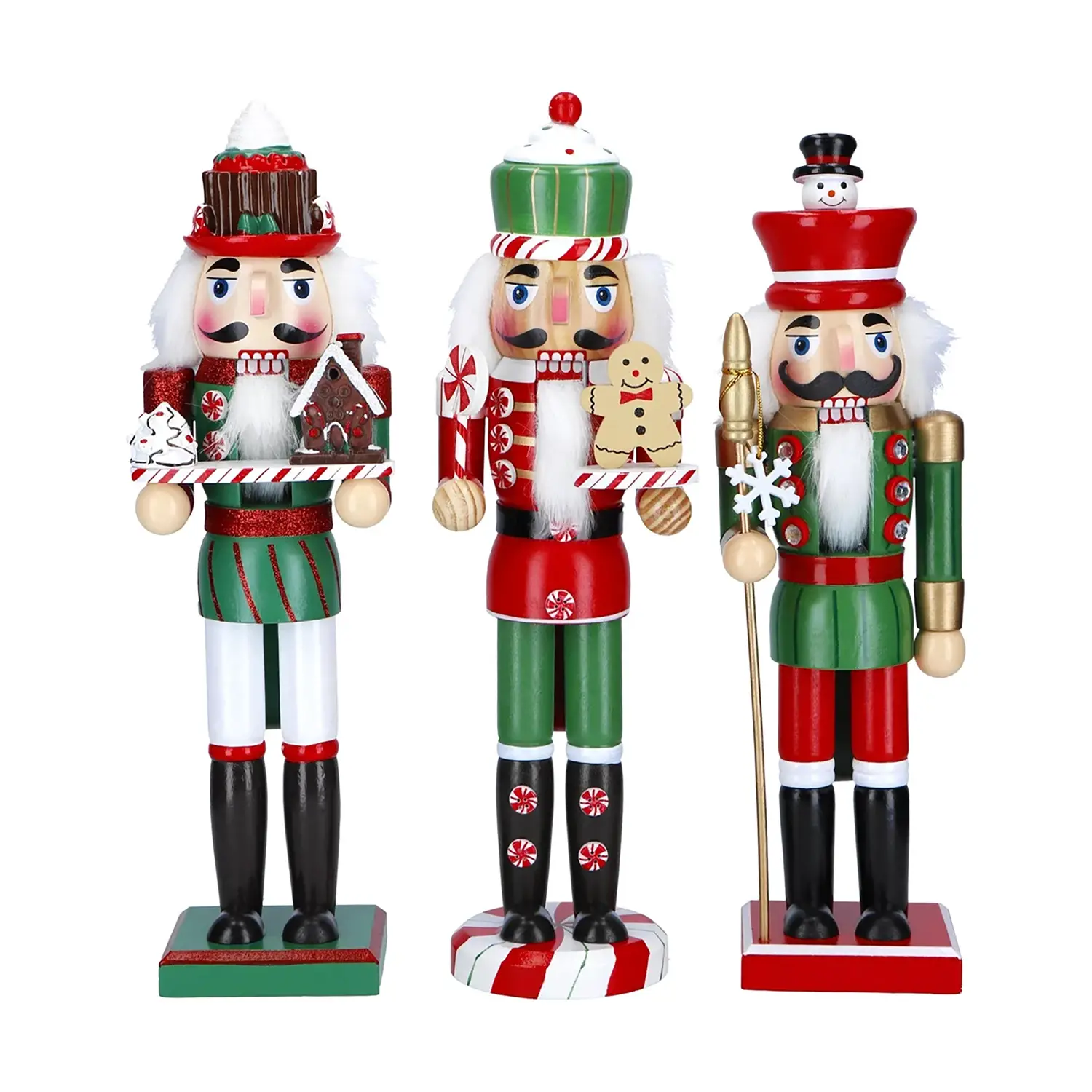 Schiaccianoci Gingerbread Candy 35 cm in Legno Multicolor - schiaccianoci