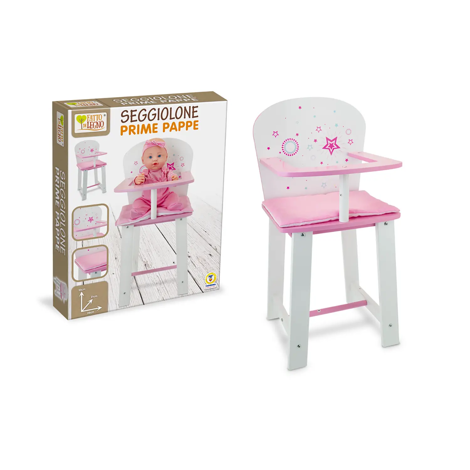 Seggiolone in Legno Alto 55 cm per Bambole - Bambole e accessori