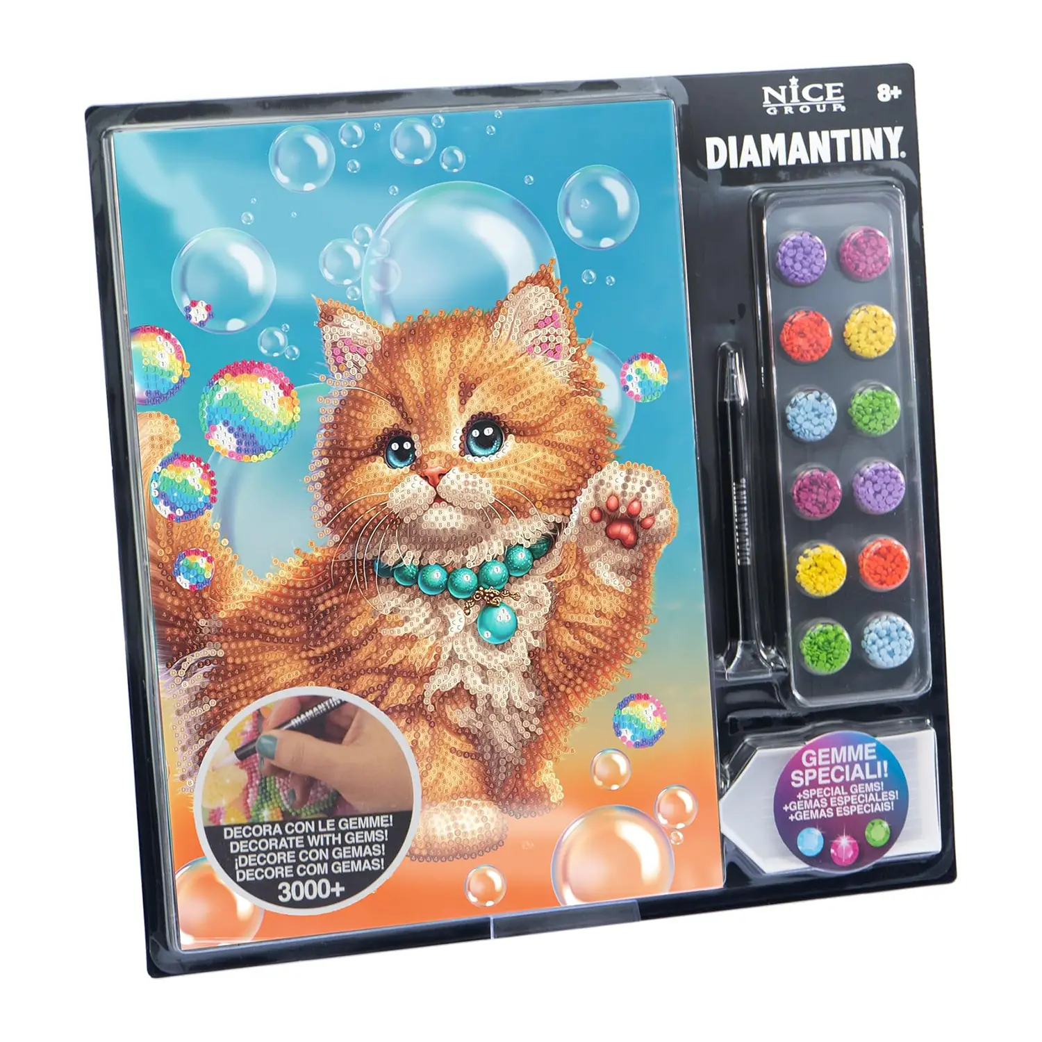 Quadro Crystal Art Diamantiny Level Up Gatto Rosso con 3000 Gemme - creatività
