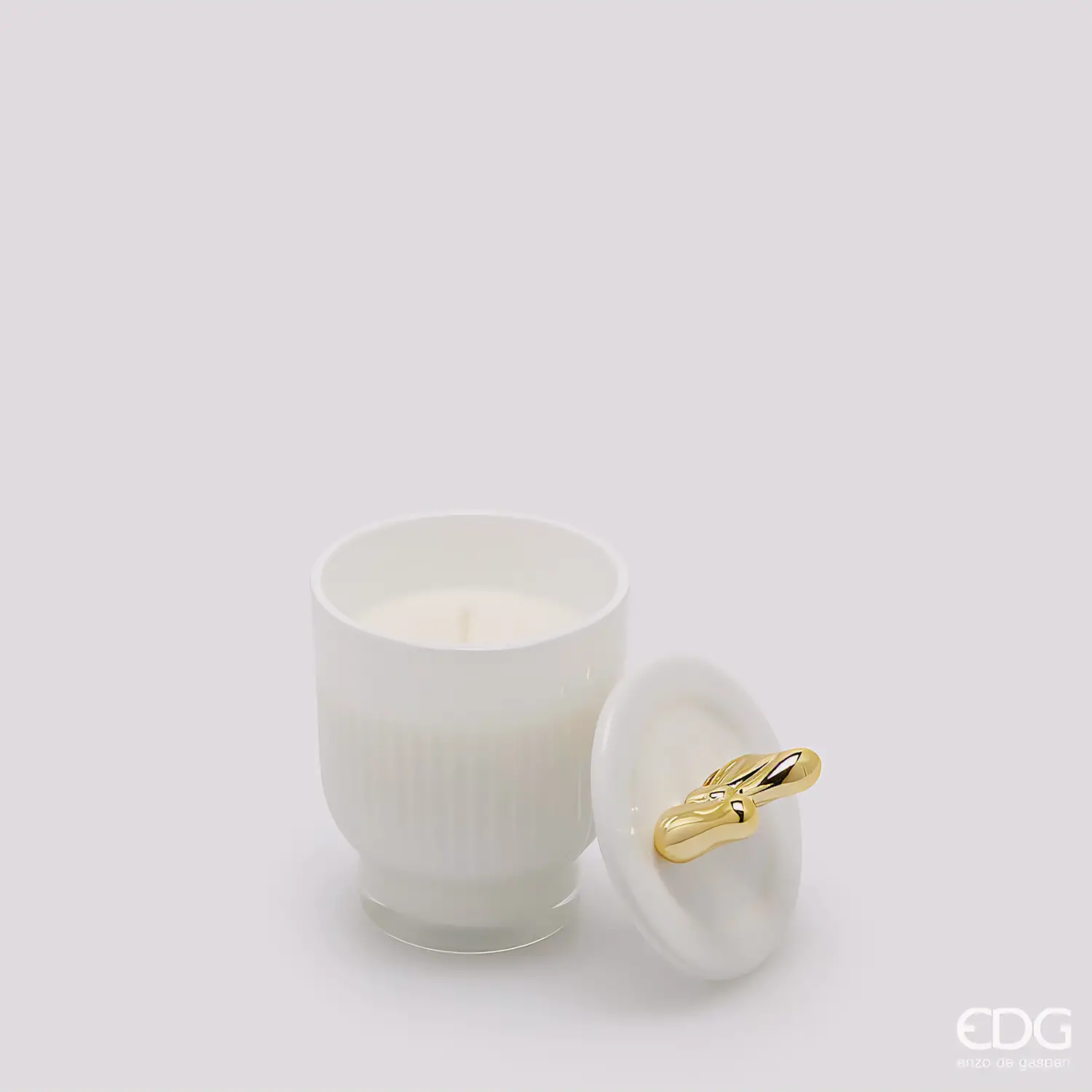 Candela Natalizia Profumata EDG Fiocco Bianco Oro H11 D7 Frangipani - addobbi casa