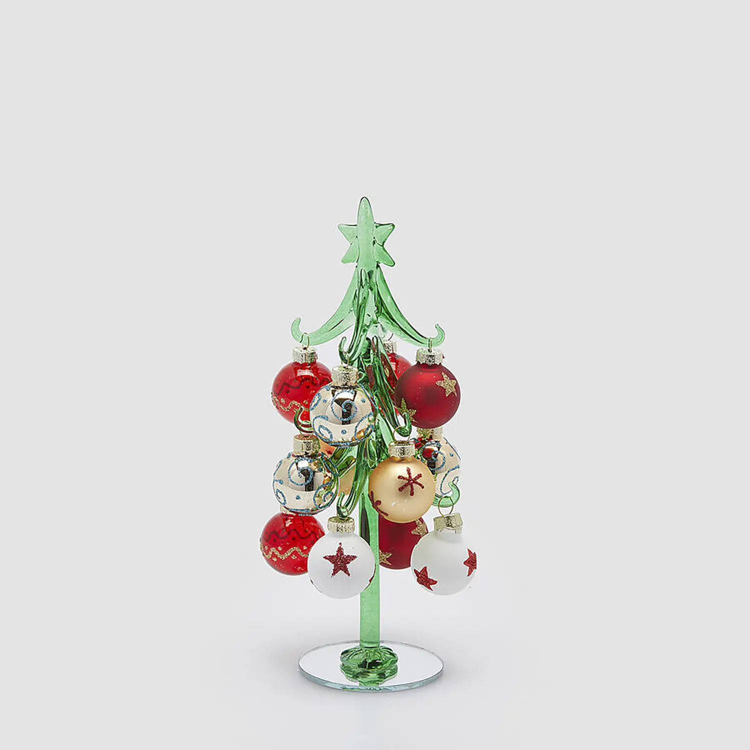 Pino Natalizio in Vetro Decorato 22cm Verde Rosso EDG - addobbi casa